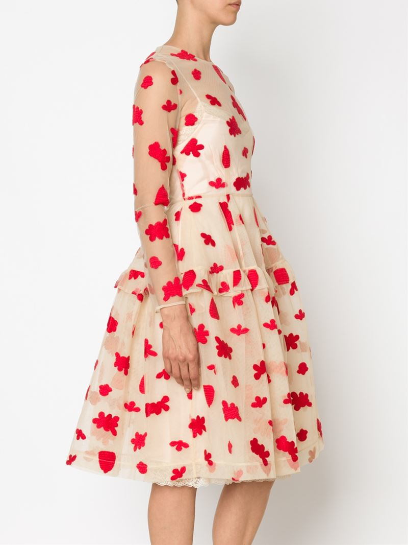 sheer floral embroidered dress