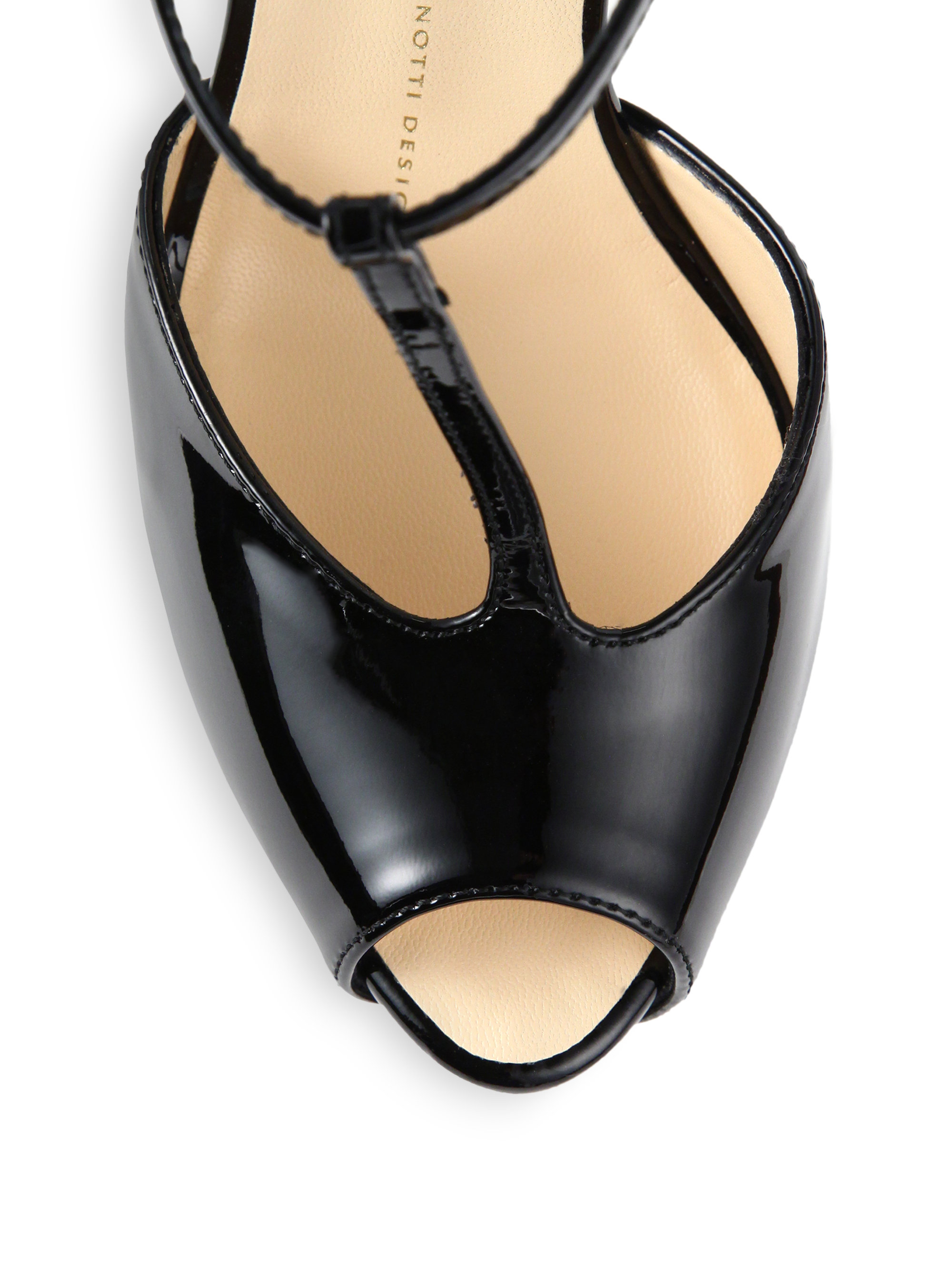 Lyst Giuseppe Zanotti Patent Leather Tstrap Platform Sandals in Black