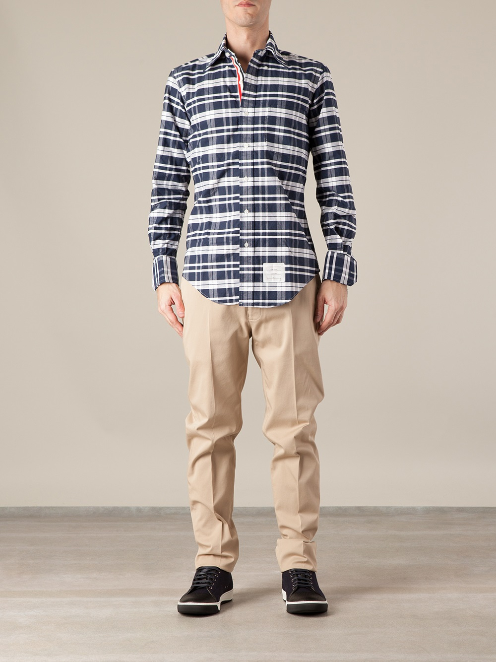 thom browne checked shirt