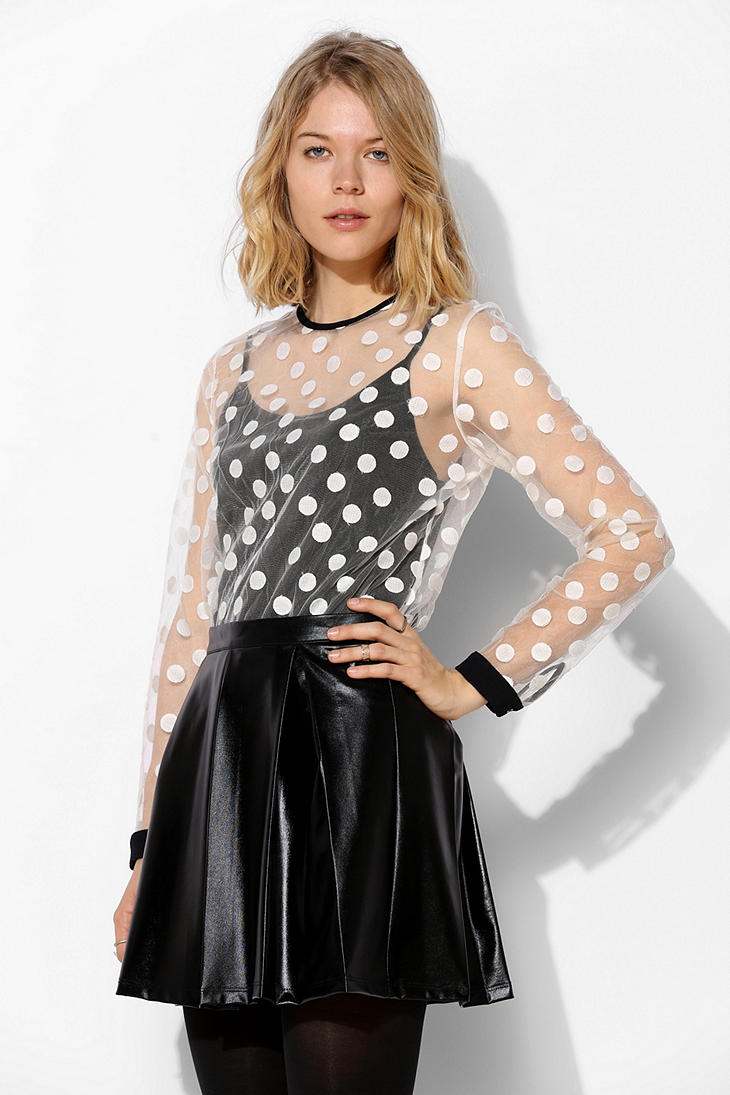 Lyst - Urban Outfitters Sister Jane Sheer Spot Mesh Blouse in White