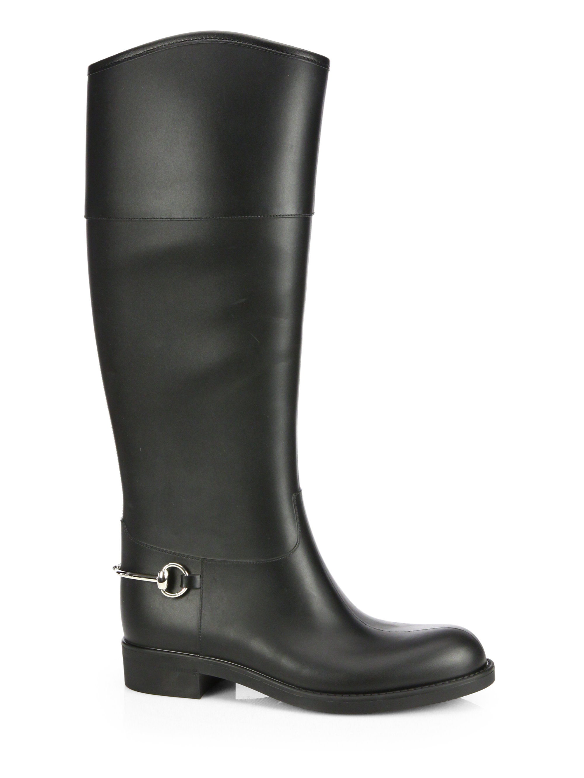 Lyst - Gucci Rubber Horsebit Rain Boots in Black