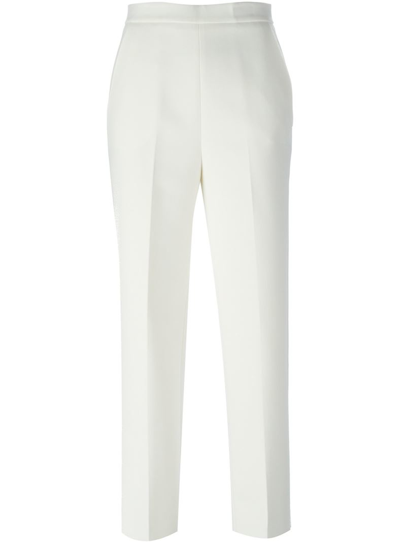 Lyst Msgm Cropped Tailored Trousers in White