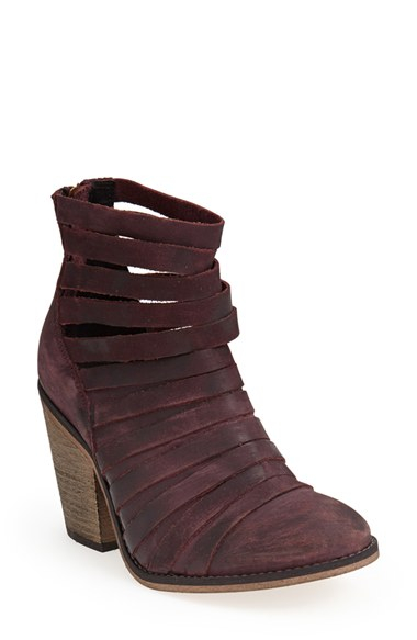Free People 'Hybrid' Strappy Leather Bootie in Purple (cordovan) | Lyst