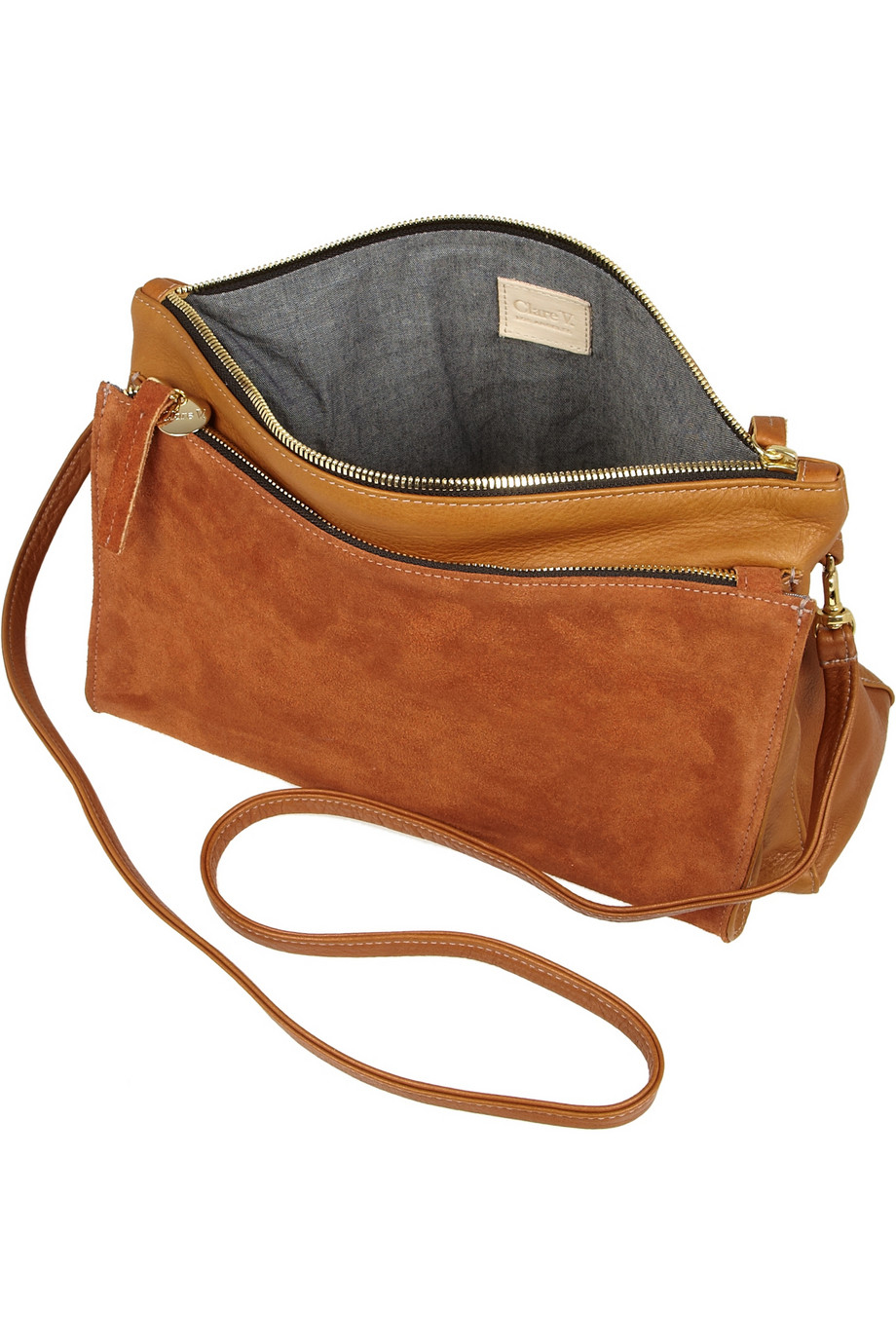 Clare V. Leather Shoulder Bag - Brown Crossbody Bags, Handbags - W2437279