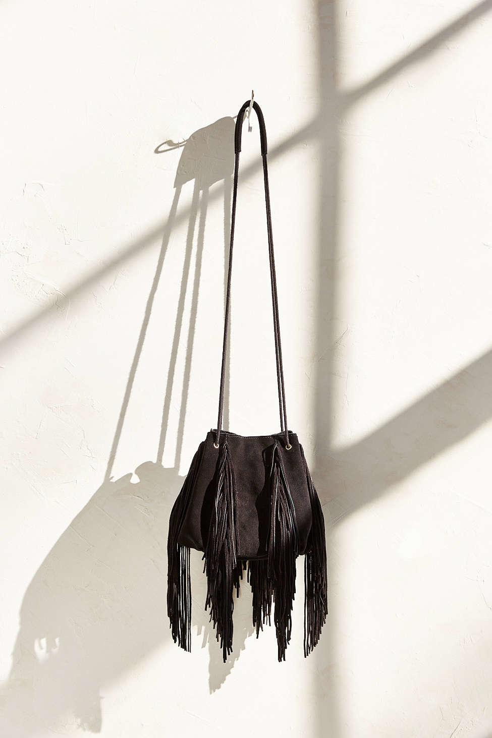 Ecote Black Fringe Bucket Bag