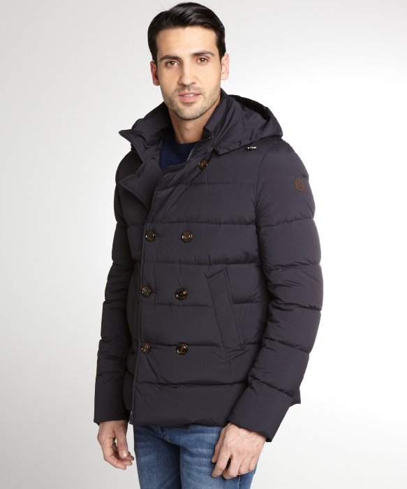 Moncler Navy Down Filled Hooded Loirac Coat in Blue for Men | Lyst