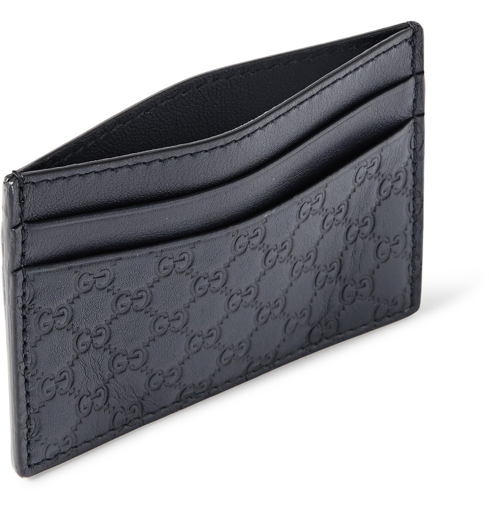 Gucci Embossed Leather Cardholder in Blue for Men - Lyst