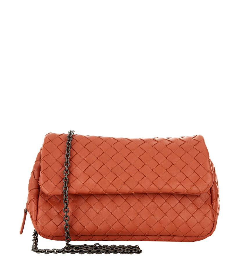 Bottega Mini Intrecciato Chain Crossbody Bag in Red Lyst
