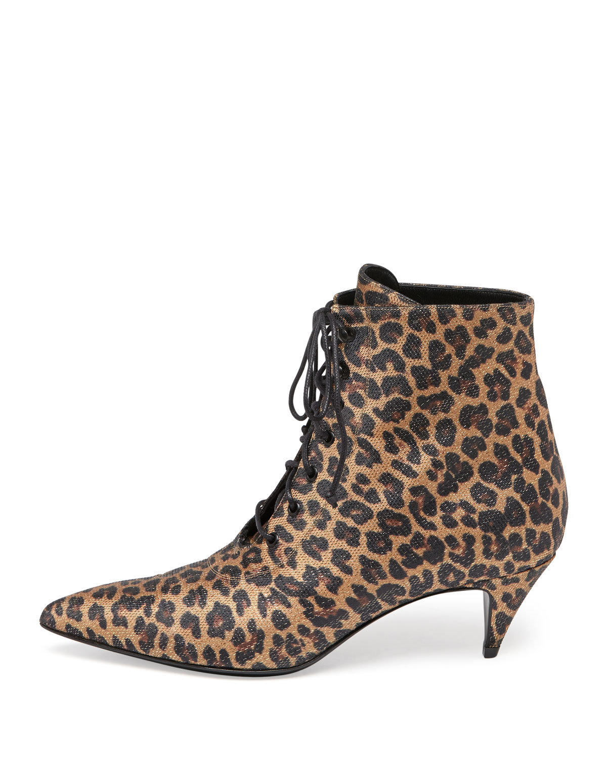 leopard print low heel booties