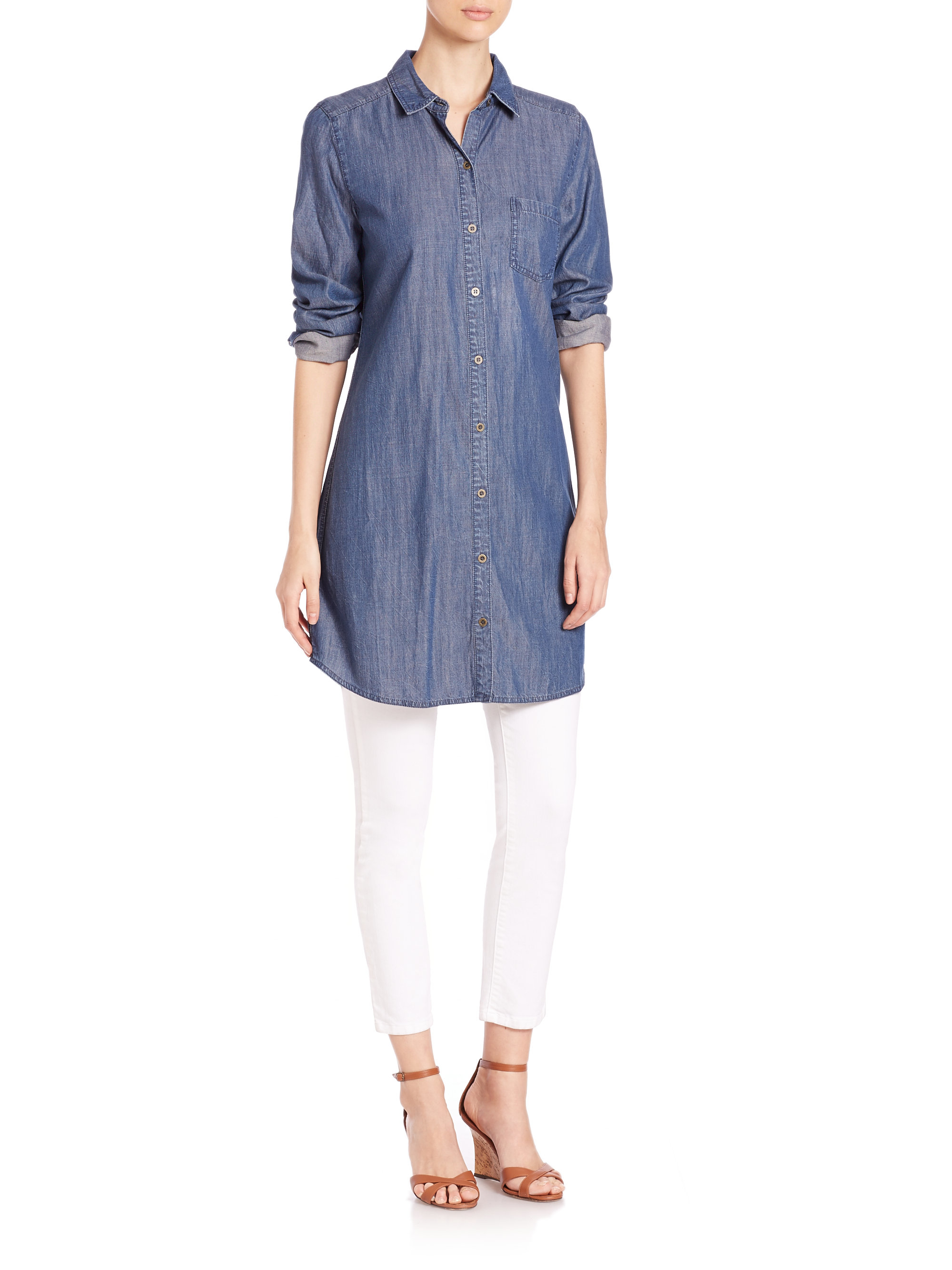 Eileen Fisher Denim Dress in Blue | Lyst