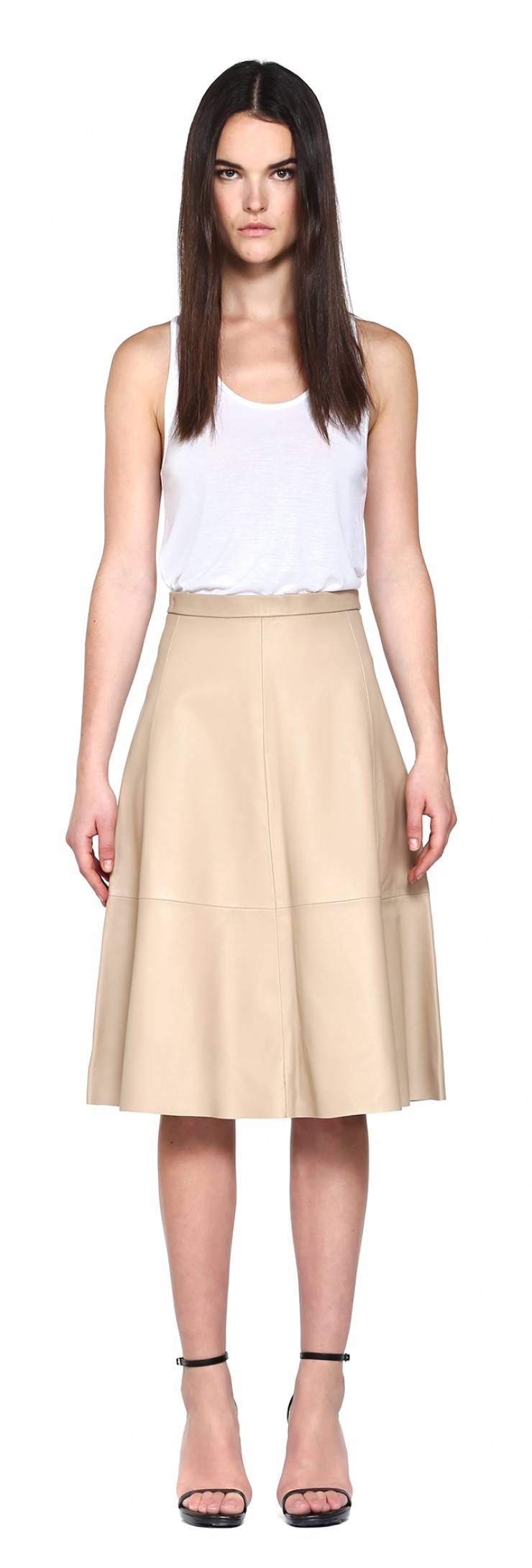 Mackage Fleur Sand Leather Circle Skirt in Natural - Lyst