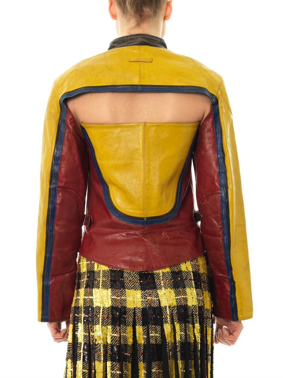 Jean Paul Gaultier Bustier and Cropped Leather Jacket in Yellow | Lyst