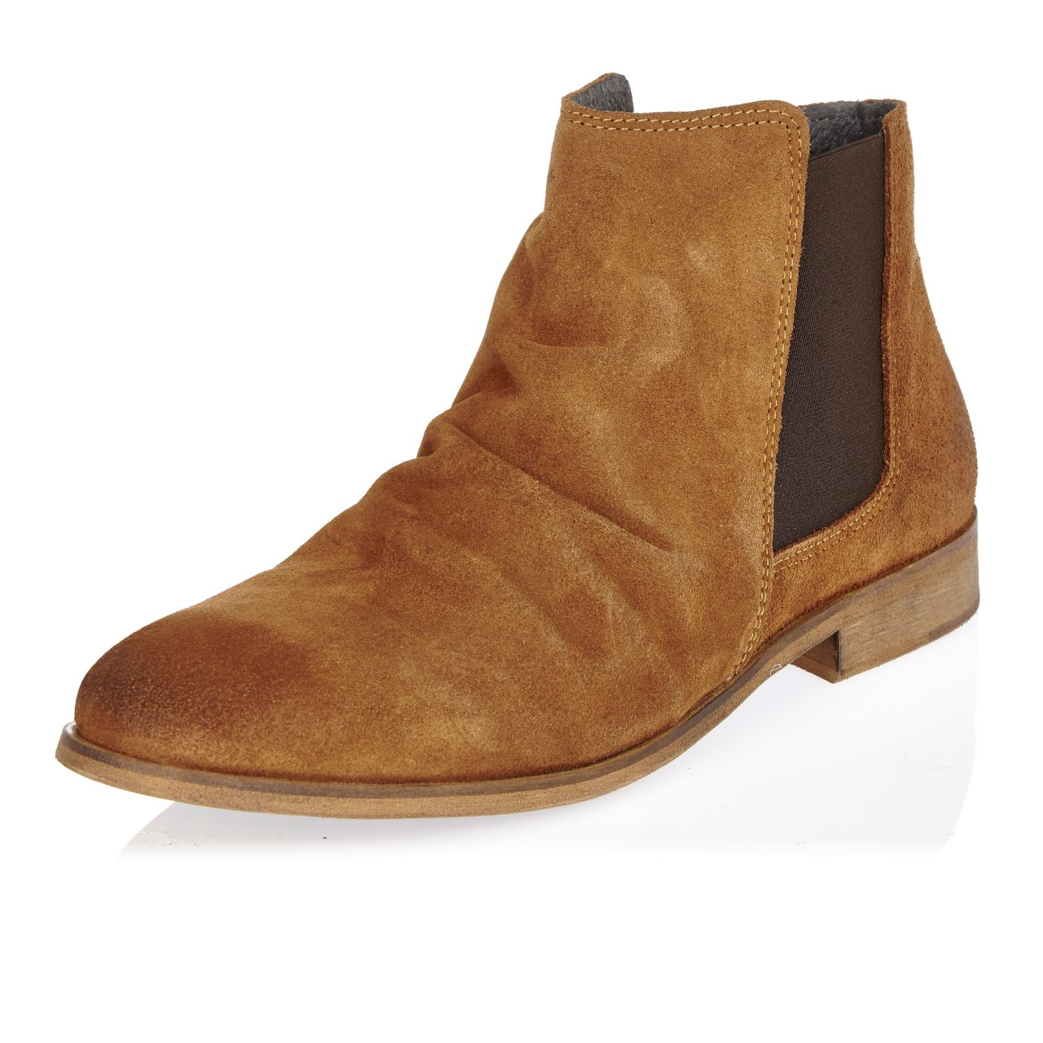 river island beige round toe chelsea boots