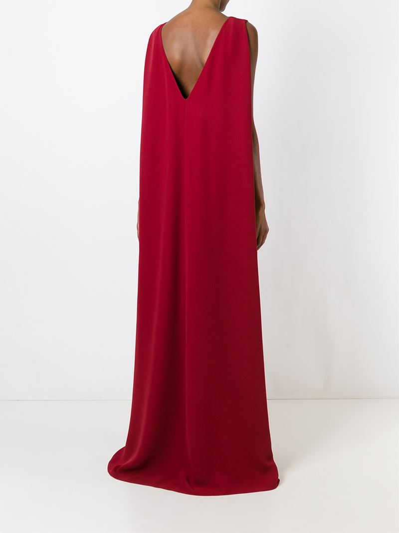 Lyst - Valentino Silk Cape Gown in Red