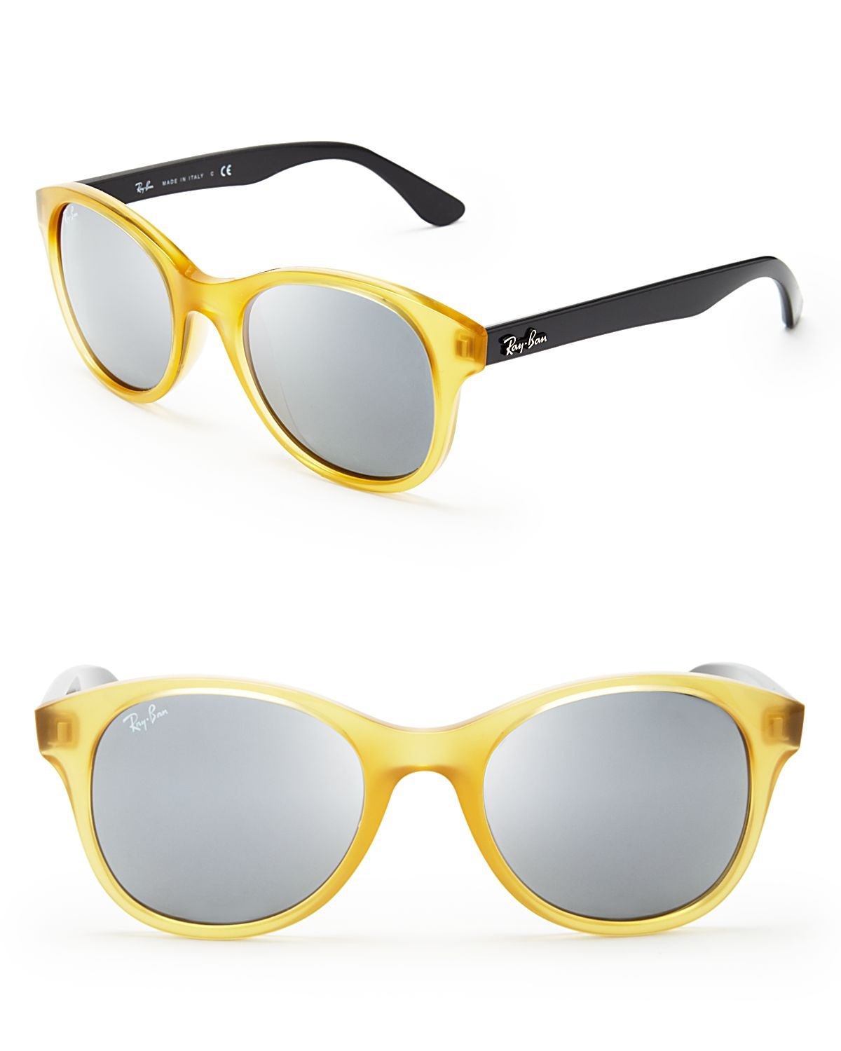 Ray Ban Mirrored Round Highstreet Sunglasses In Yellow Lyst