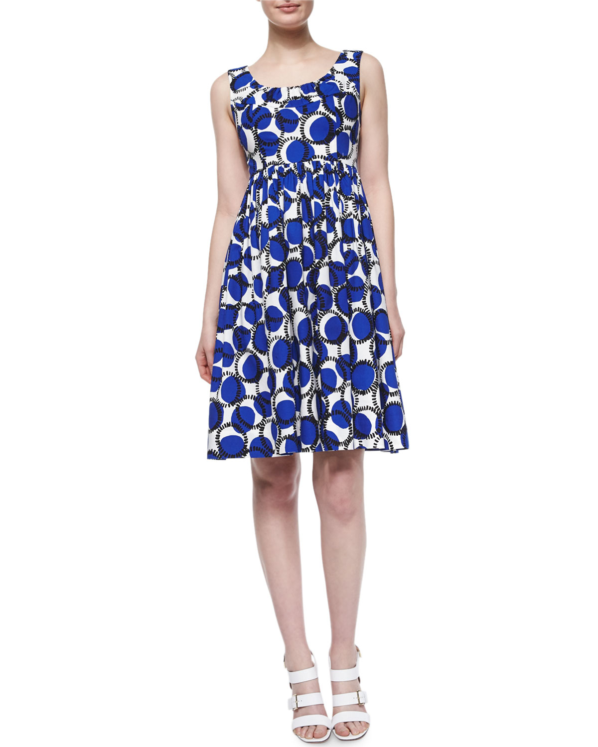 Lyst - Kate Spade New York Sleeveless Ruched Empire-waist Printed Dress ...