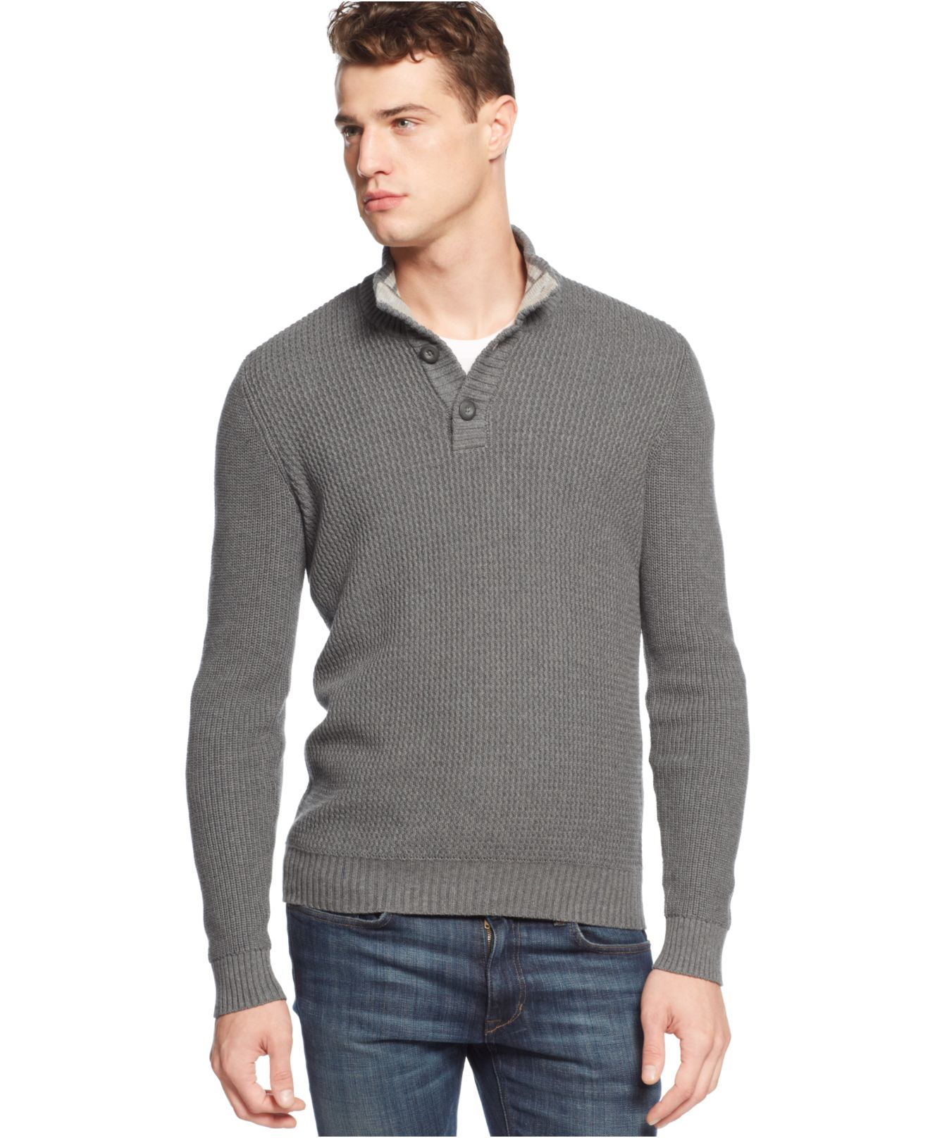 Lyst - American Rag Textured Mock-Neck Sweater in Gray for Men