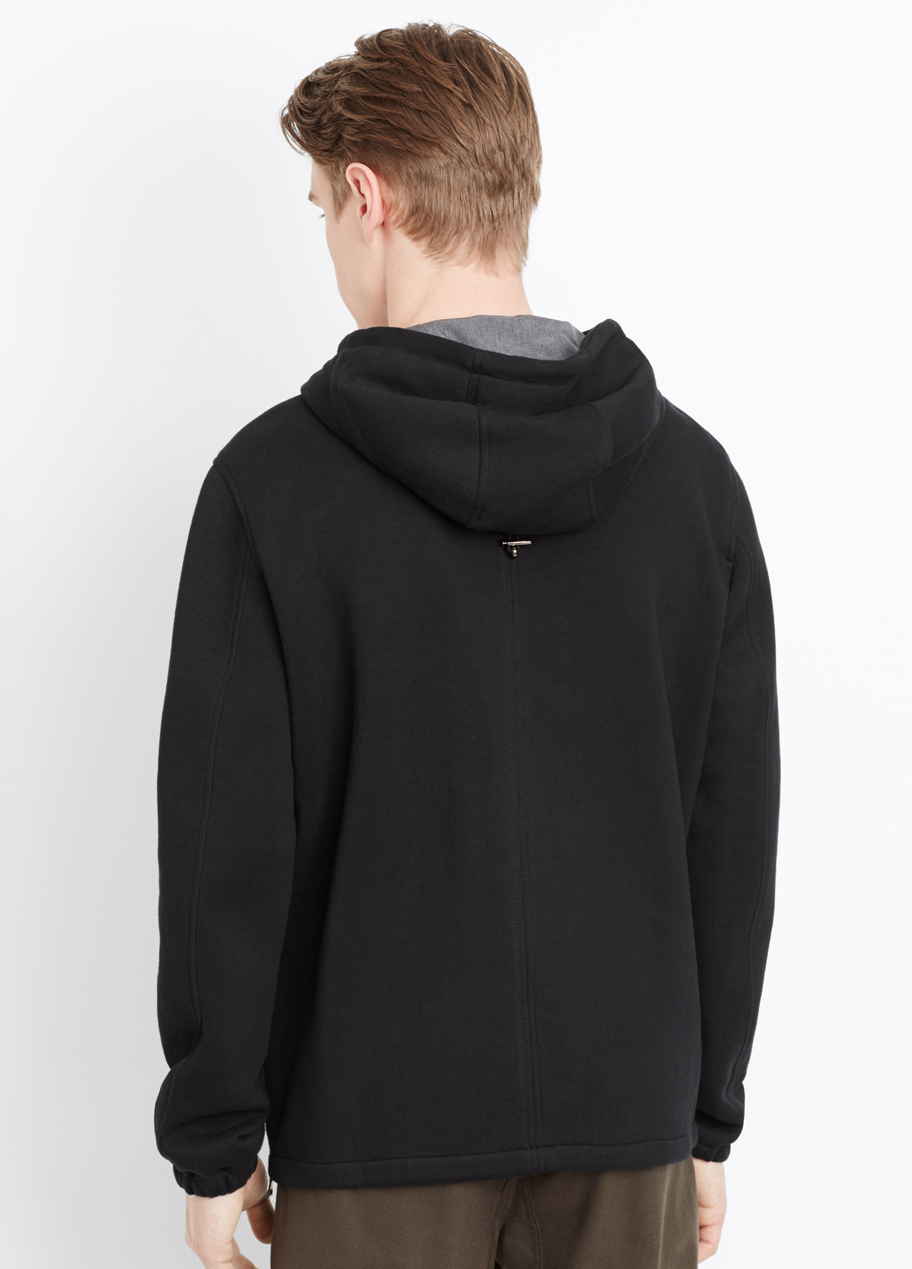 Vince Neoprene Pullover Half-Zip Hoodie in Black for Men - Lyst