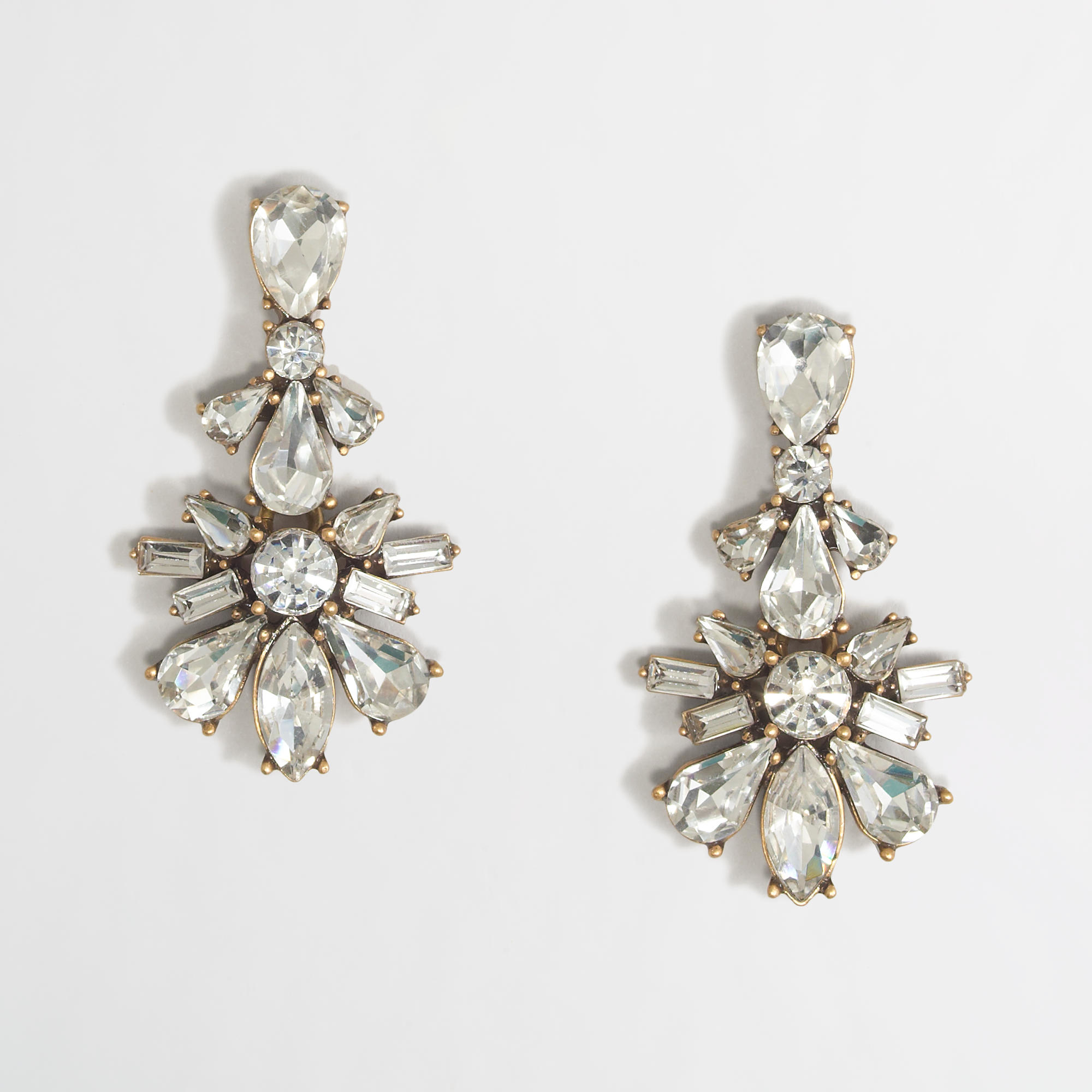 J.crew Factory Crystal Flower Pendant Earrings in Metallic | Lyst