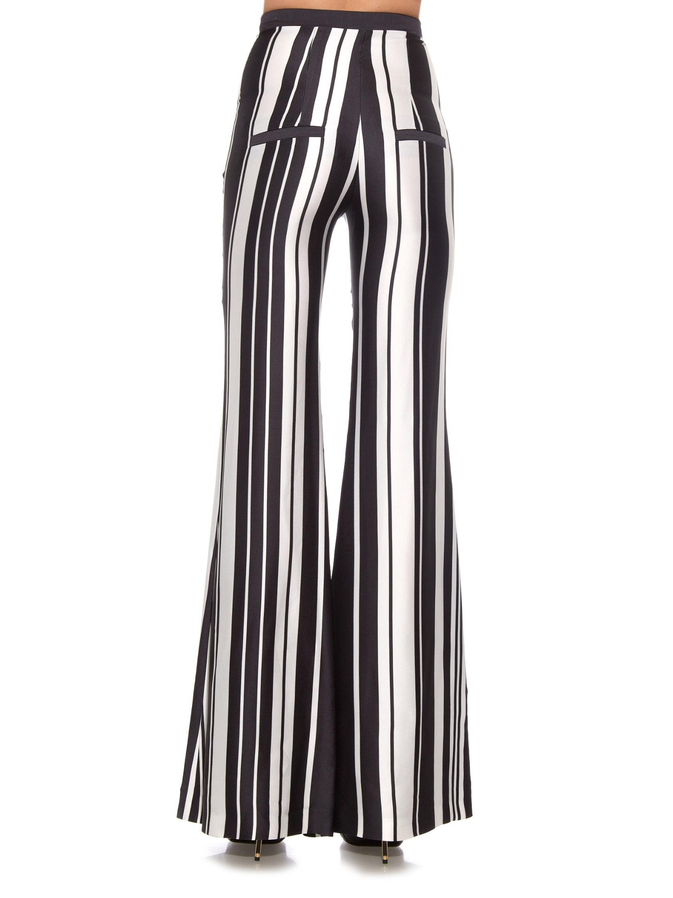 Balmain Striped Wide-Leg Trousers in Black | Lyst