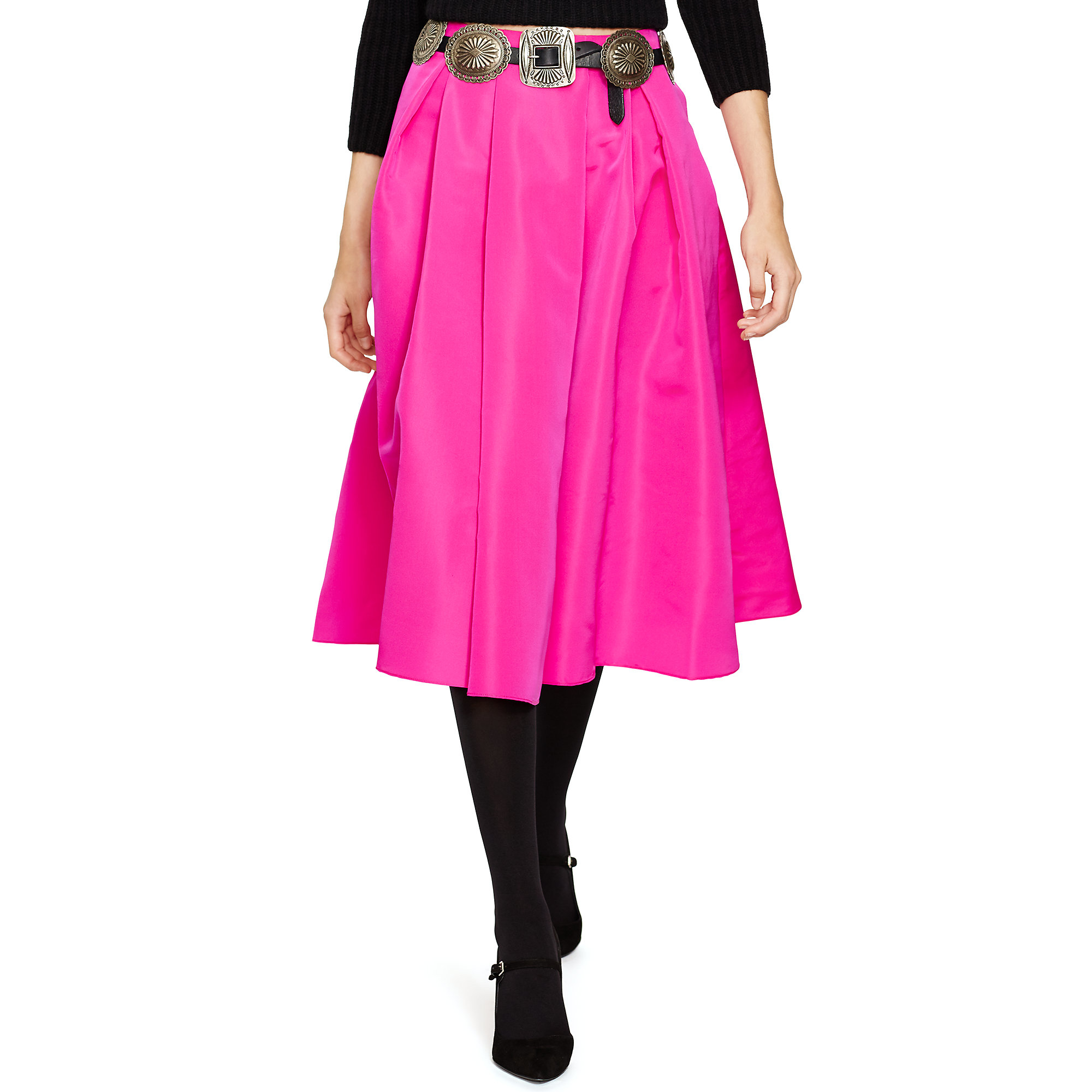 Polo Ralph Lauren Pleated Silk Skirt in Pink | Lyst