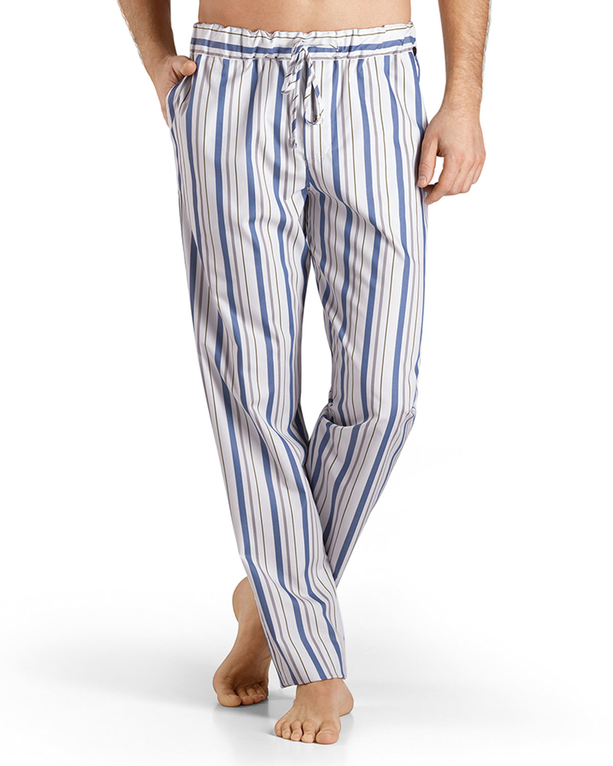 Hanro Cotton Alphonse Striped Lounge Pants in Blue for Men - Lyst