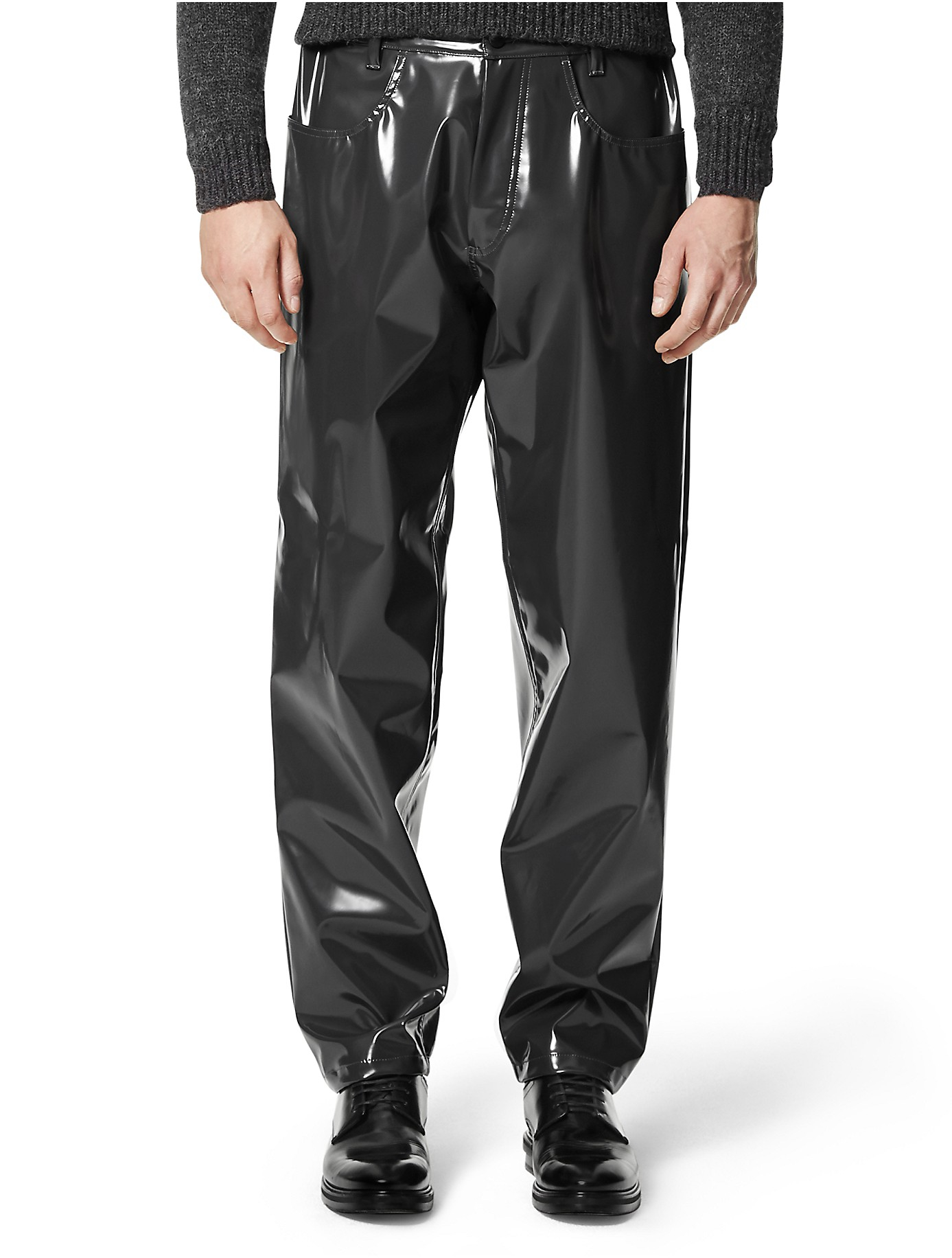 Calvin Klein Collection Lightweight Vinyl Oversized Jean in Black for