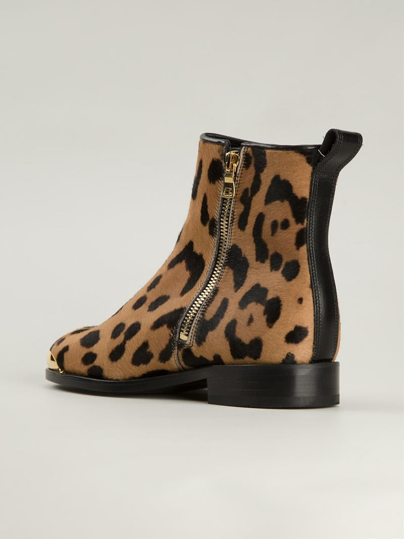 leopard print flat ankle boots