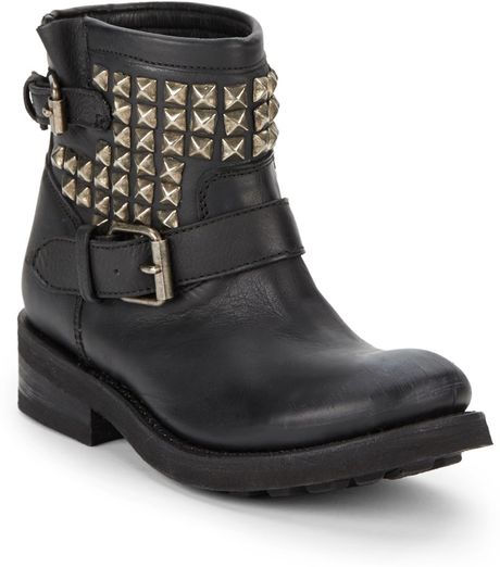 Ash Tramp Studded Leather Ankle Boots in Black | Lyst