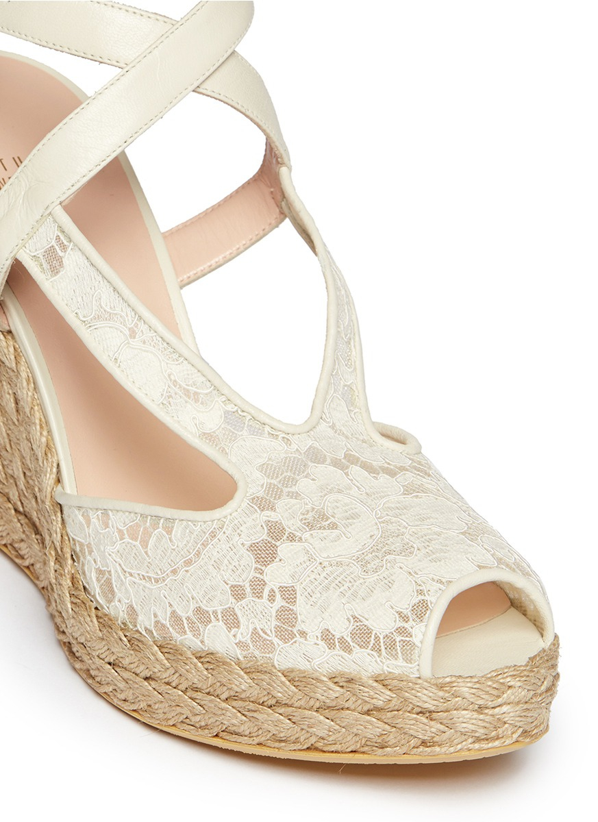 white tie up espadrille wedges