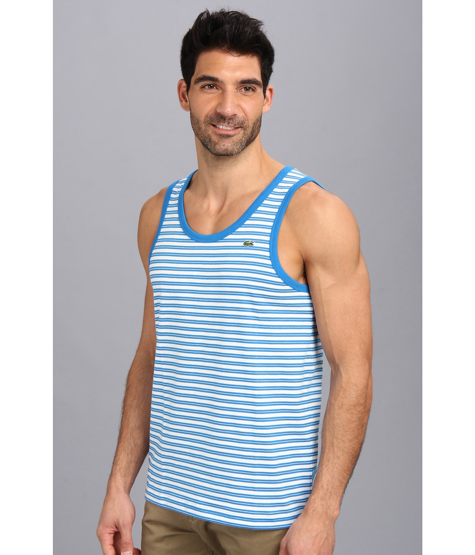 Lacoste Live Cotton Jersey Stripe Tank Top in Blue for Men | Lyst