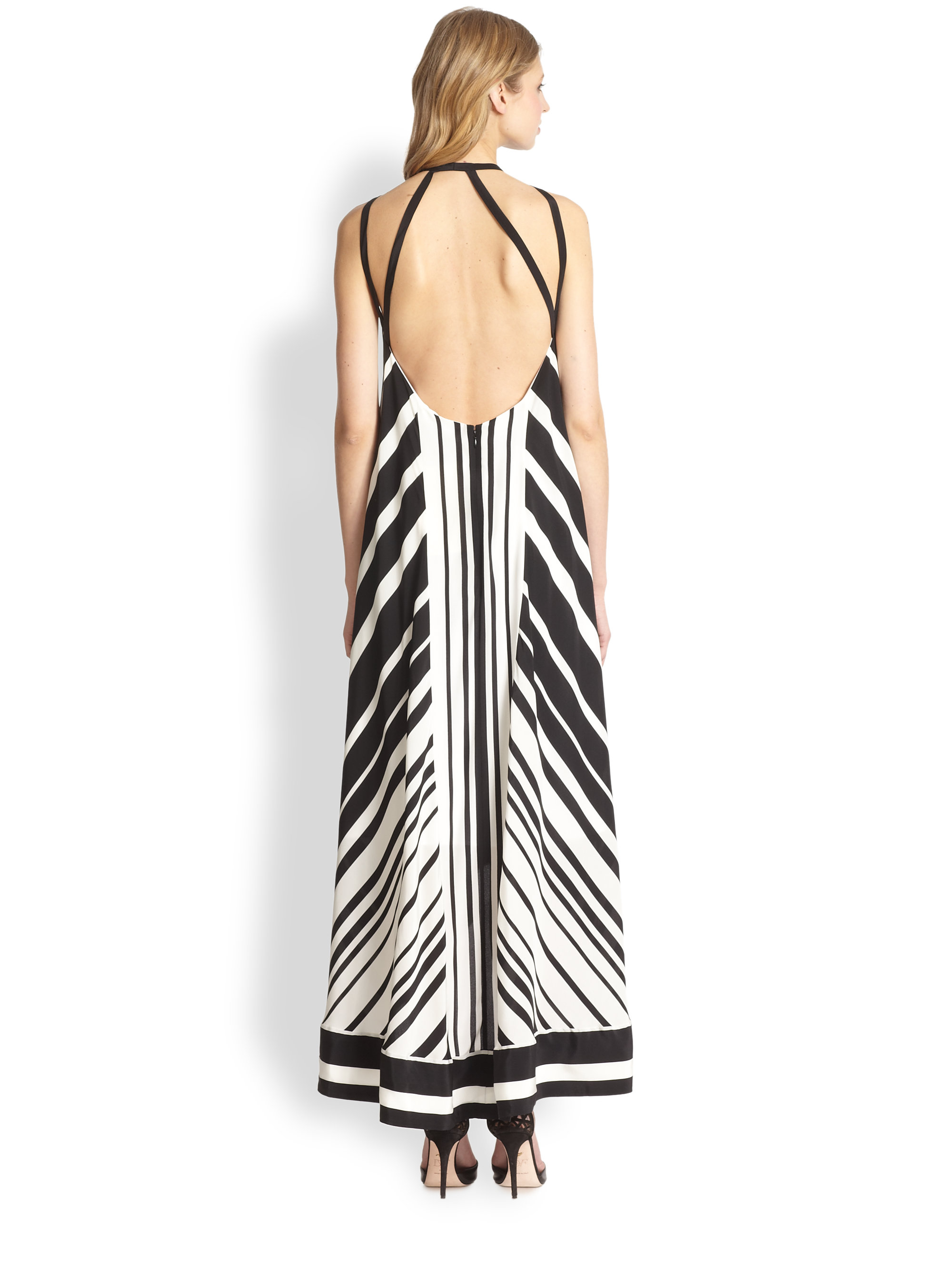 bcbg black and white striped dress