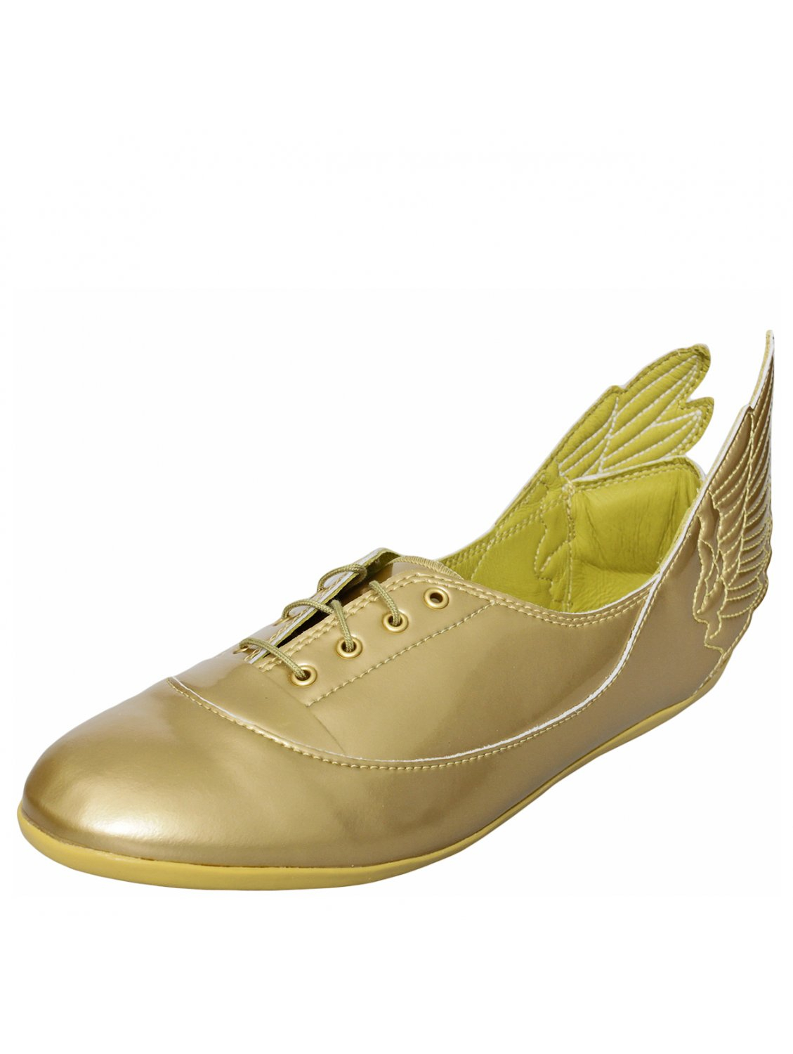 gold sneakers with wings