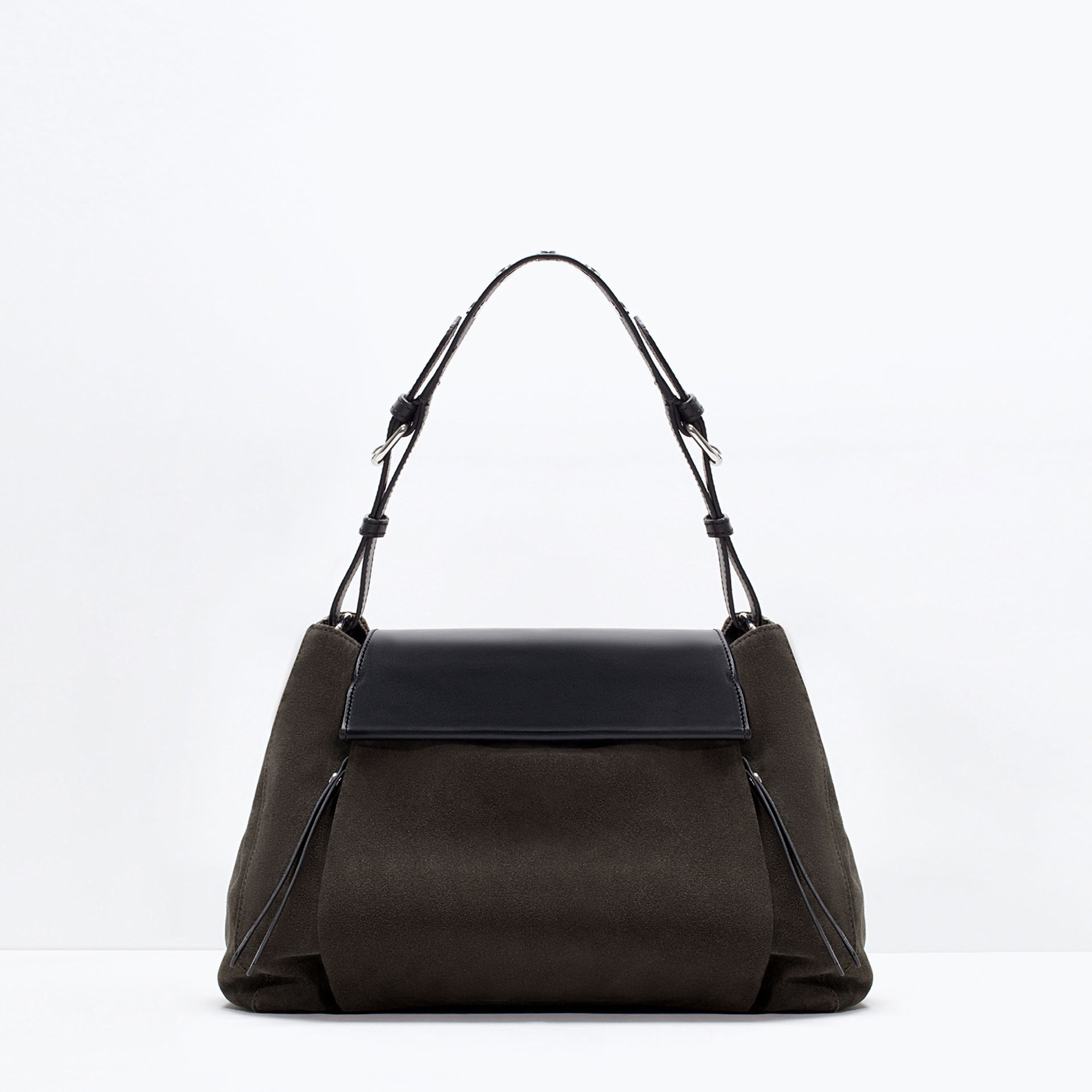 Zara Leather Bucket Bag in Green (Khaki) Lyst