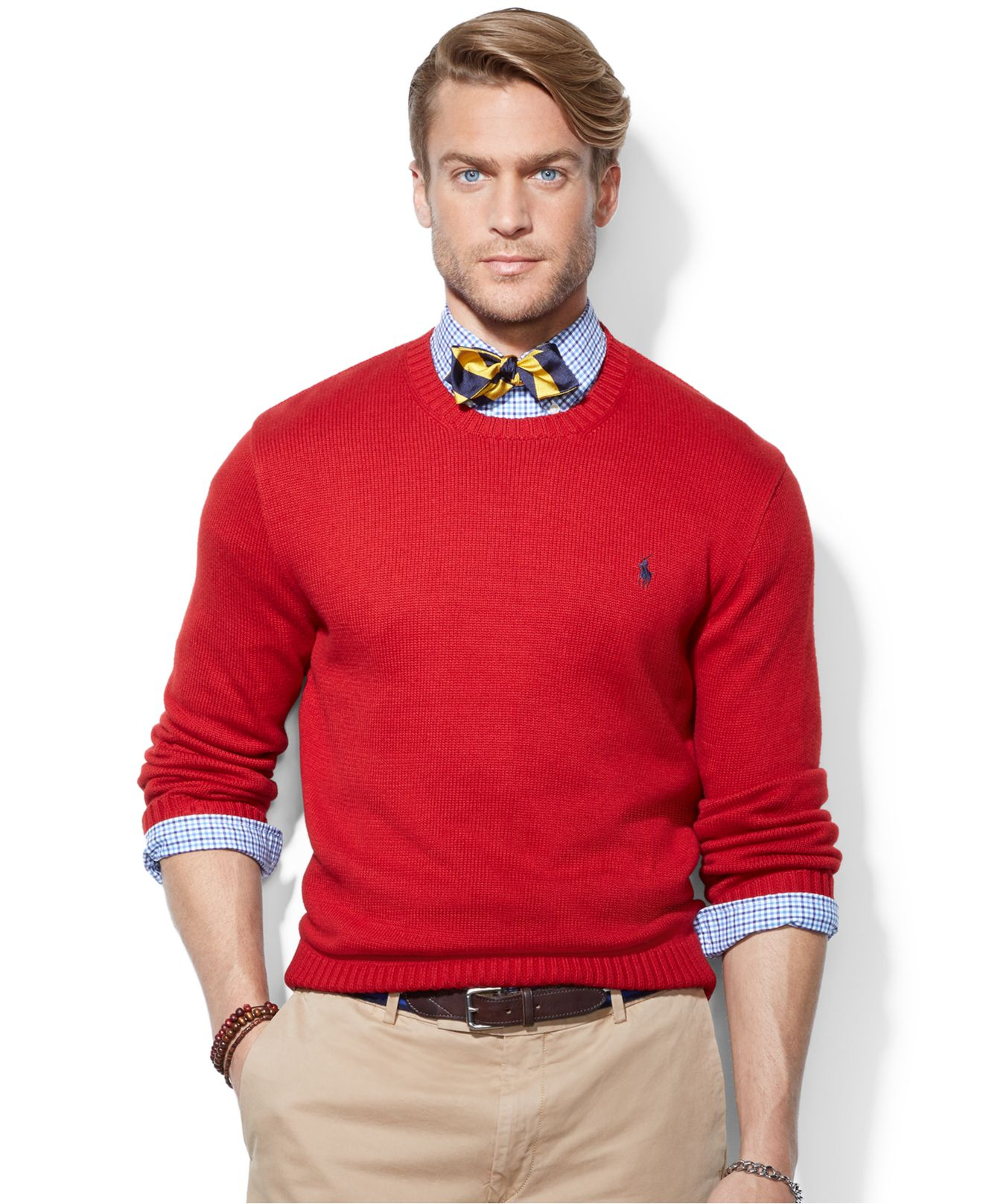 Polo Ralph Lauren Crew Neck Cotton Pullover in Red for Men - Lyst