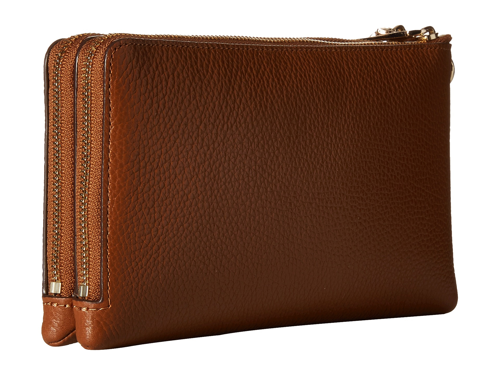 Coach Polished Pebbled Leather Double Zip Wallet in Brown Lyst