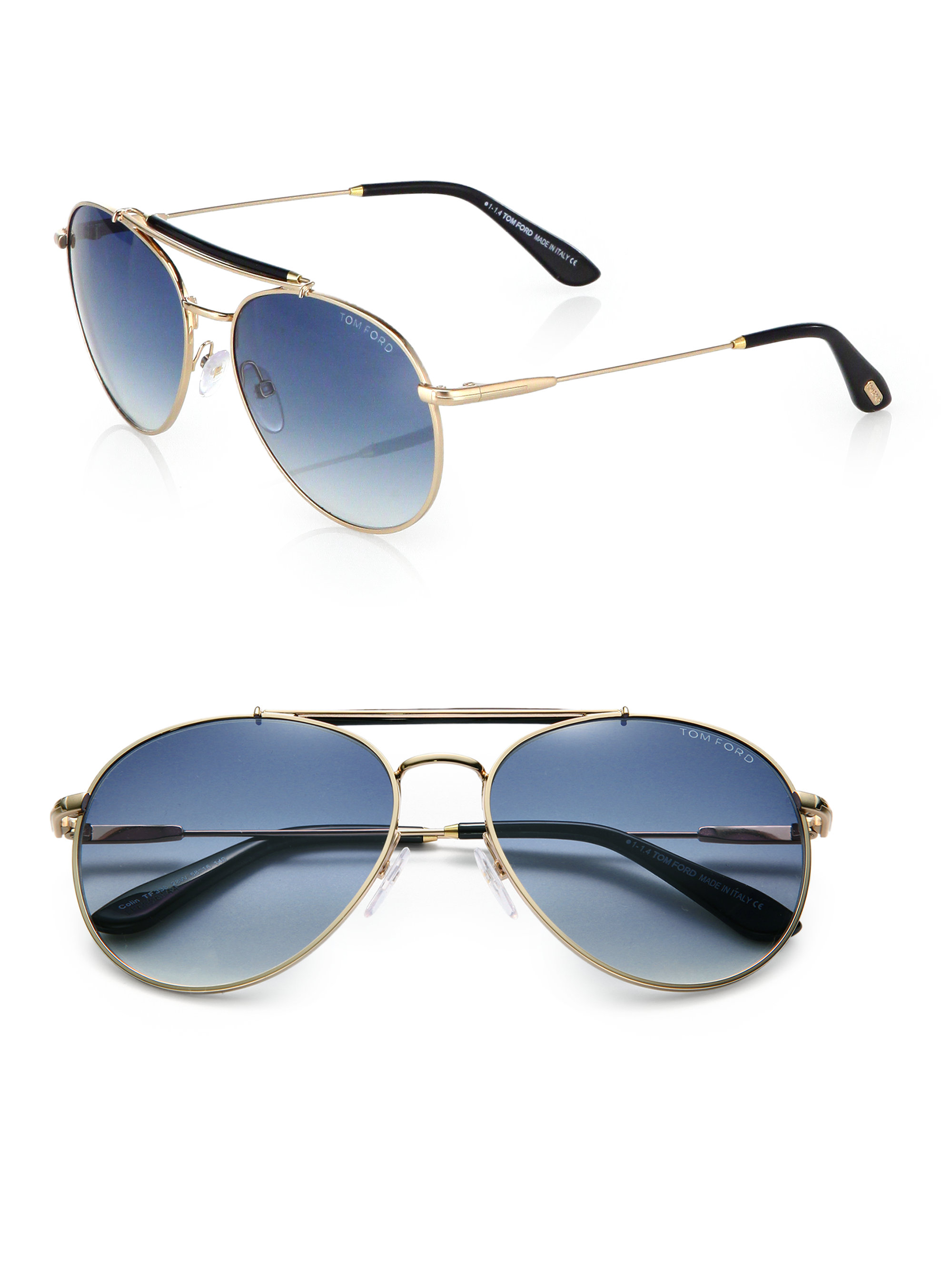 Tom Ford Colin Metal Aviator Sunglasses in Blue for Men | Lyst