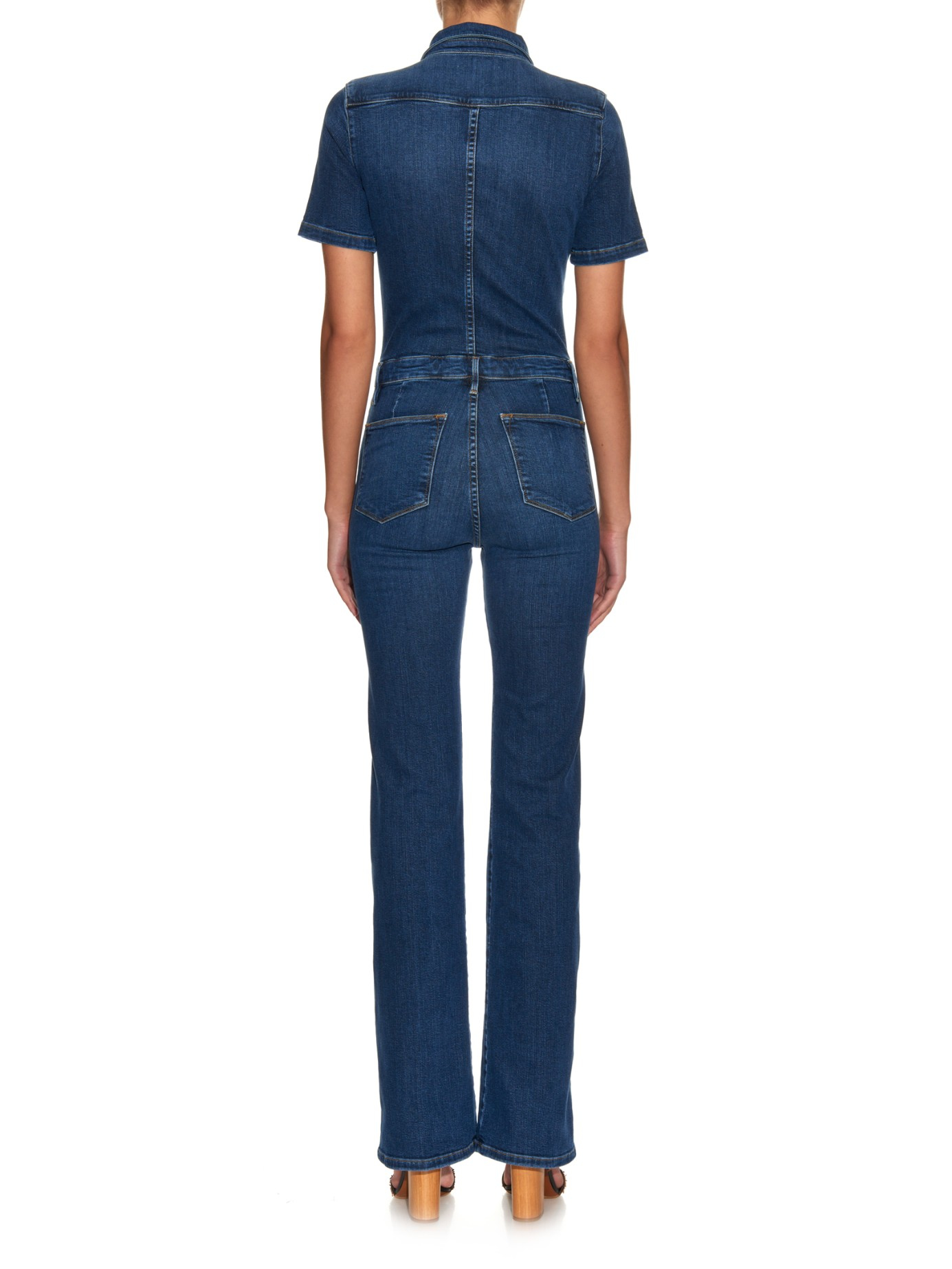 flared denim jumpsuit uk