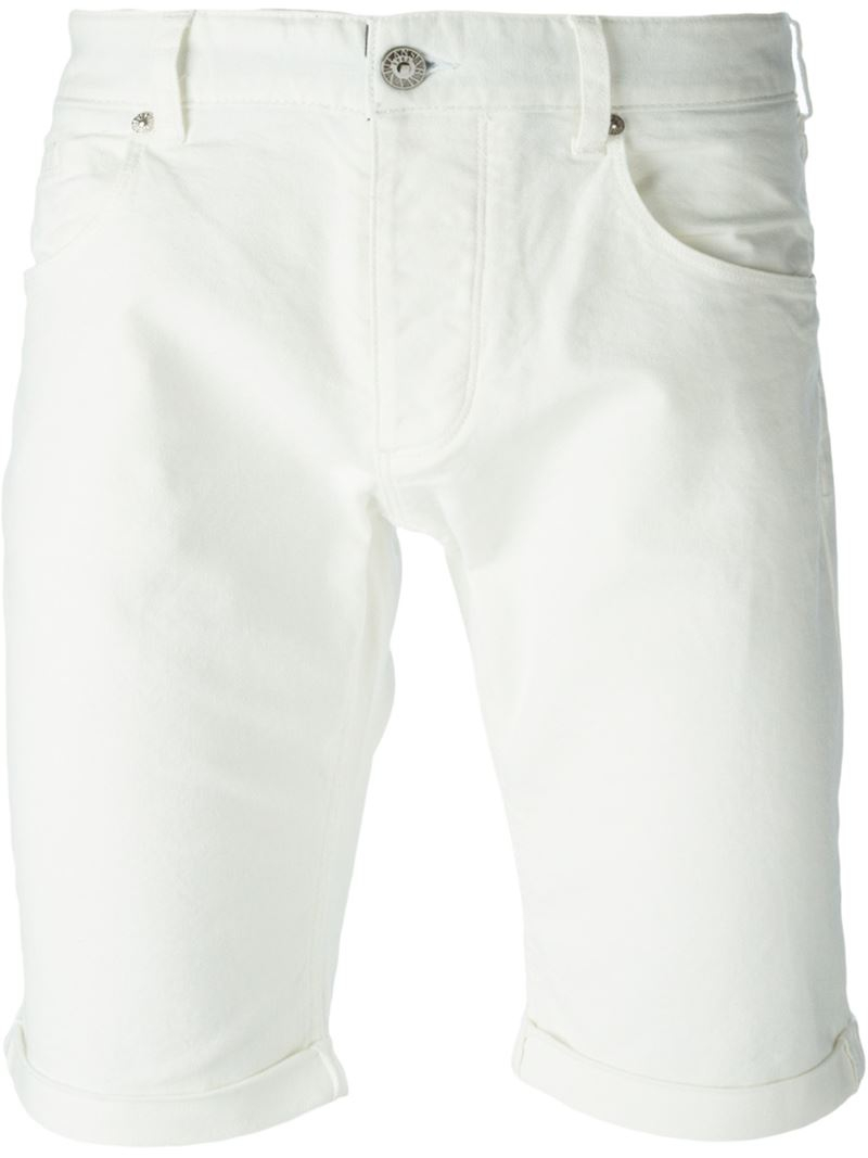 Armani Jeans Slim Fit Denim Shorts in White for Men | Lyst