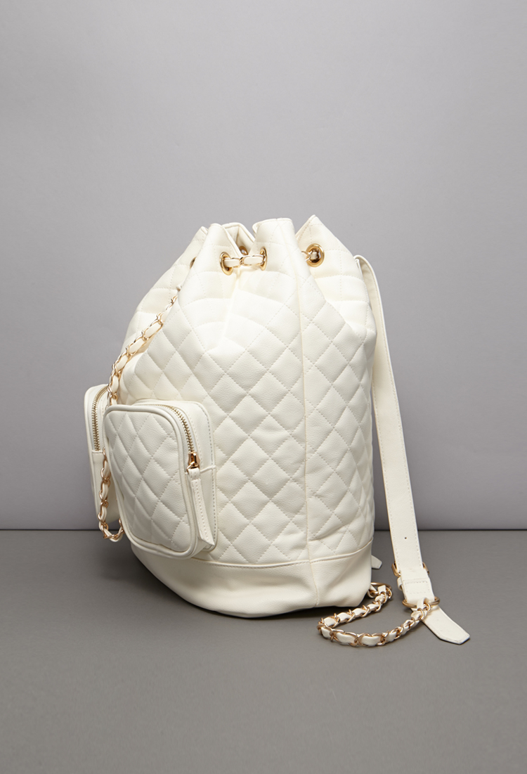 quilted faux leather backpack