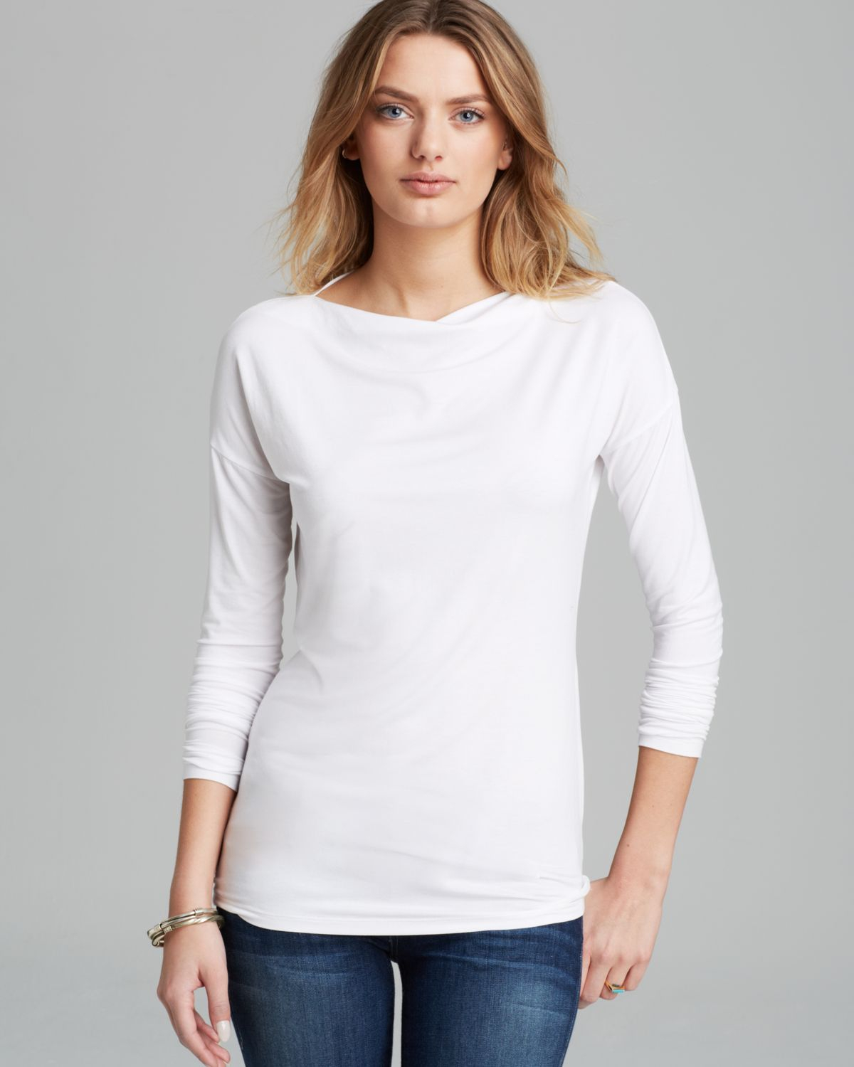 Download Lyst - Vince Tee - Boat Neck in White