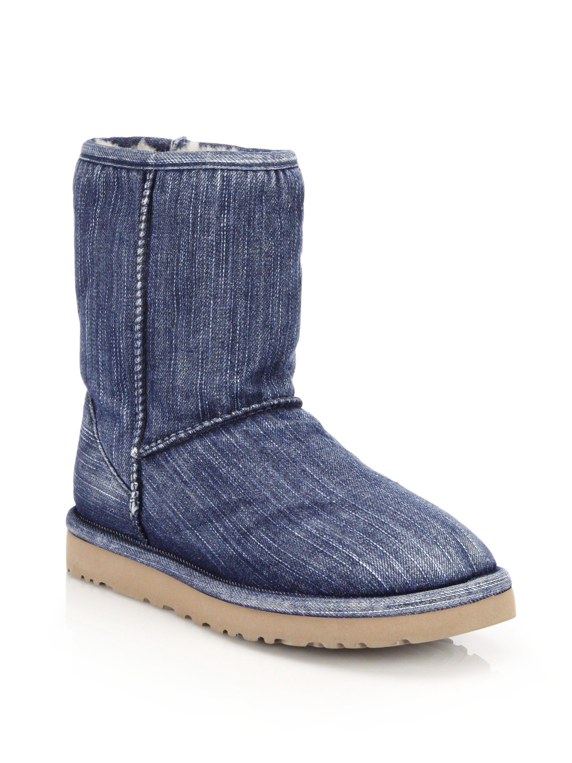 UGG Classic Short Denim Boots in Blue | Lyst