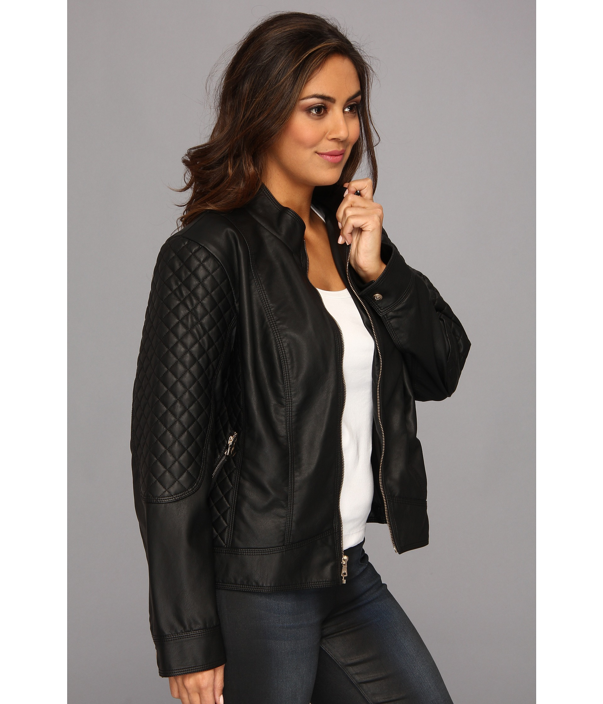 Lyst Jessica Simpson Plus Size Quilted Faux Leather Moto Jacket Gallery