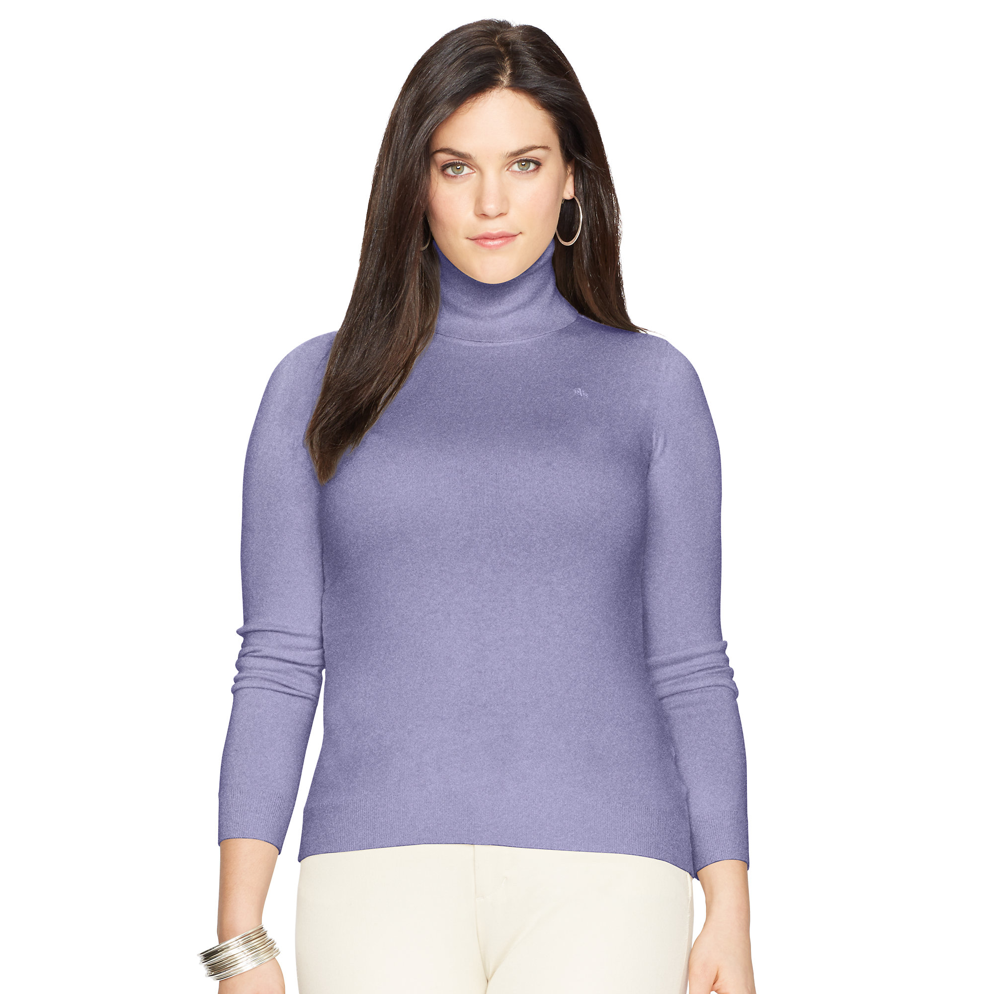 Ralph Lauren Silk-cotton Turtleneck Sweater in Purple Smoke Heather