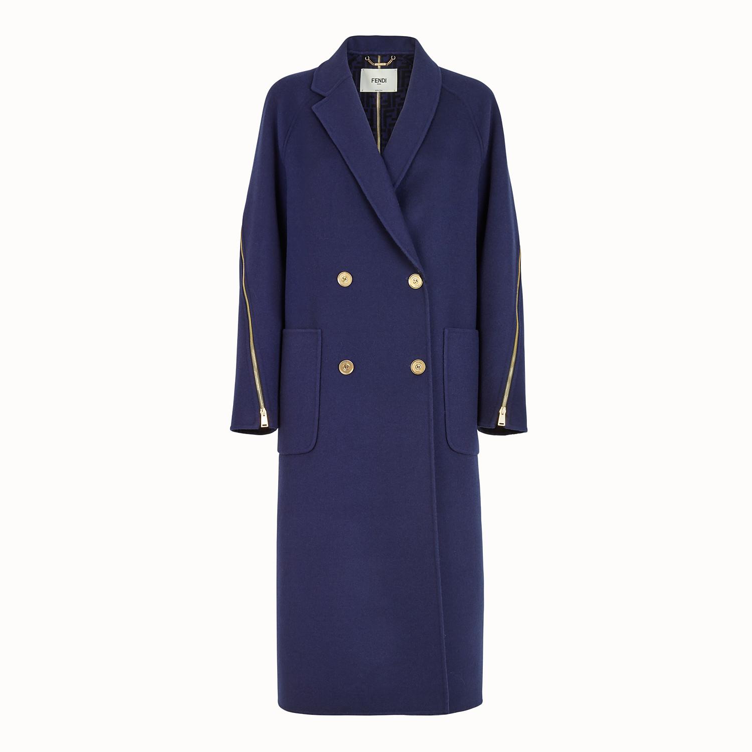 Fendi Wool Coat in Blue - Lyst