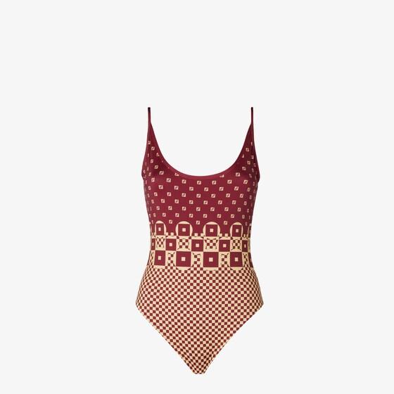 【関税＆送料込み】Fendi Micro Patchwork One-Piece Swimsuit Swimsuit Technical fabric Red | Fendi