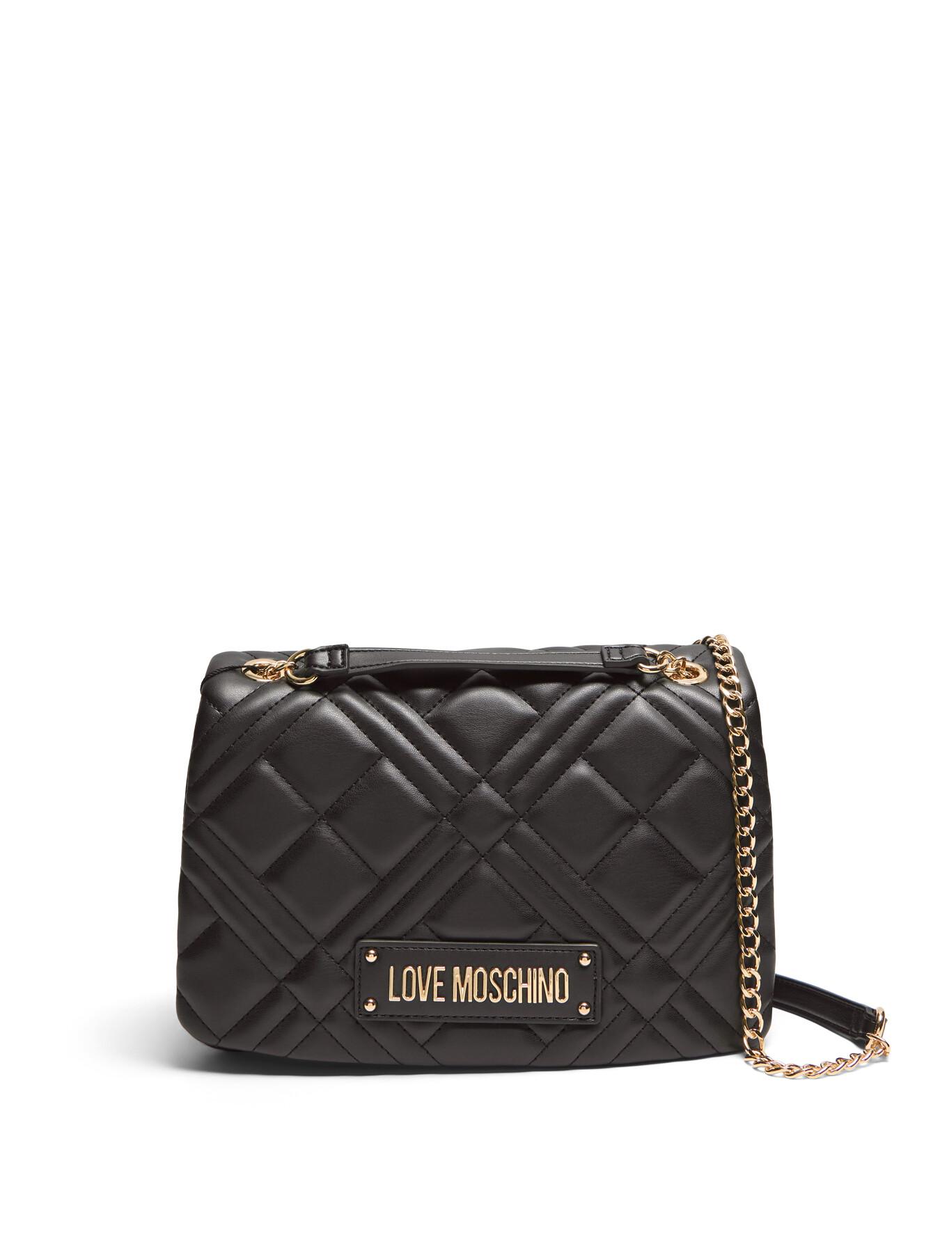 Love Moschino Women's Black Quilted Shoulder Bag - Gold Hardware PU Leather Everyday Purse - View #4