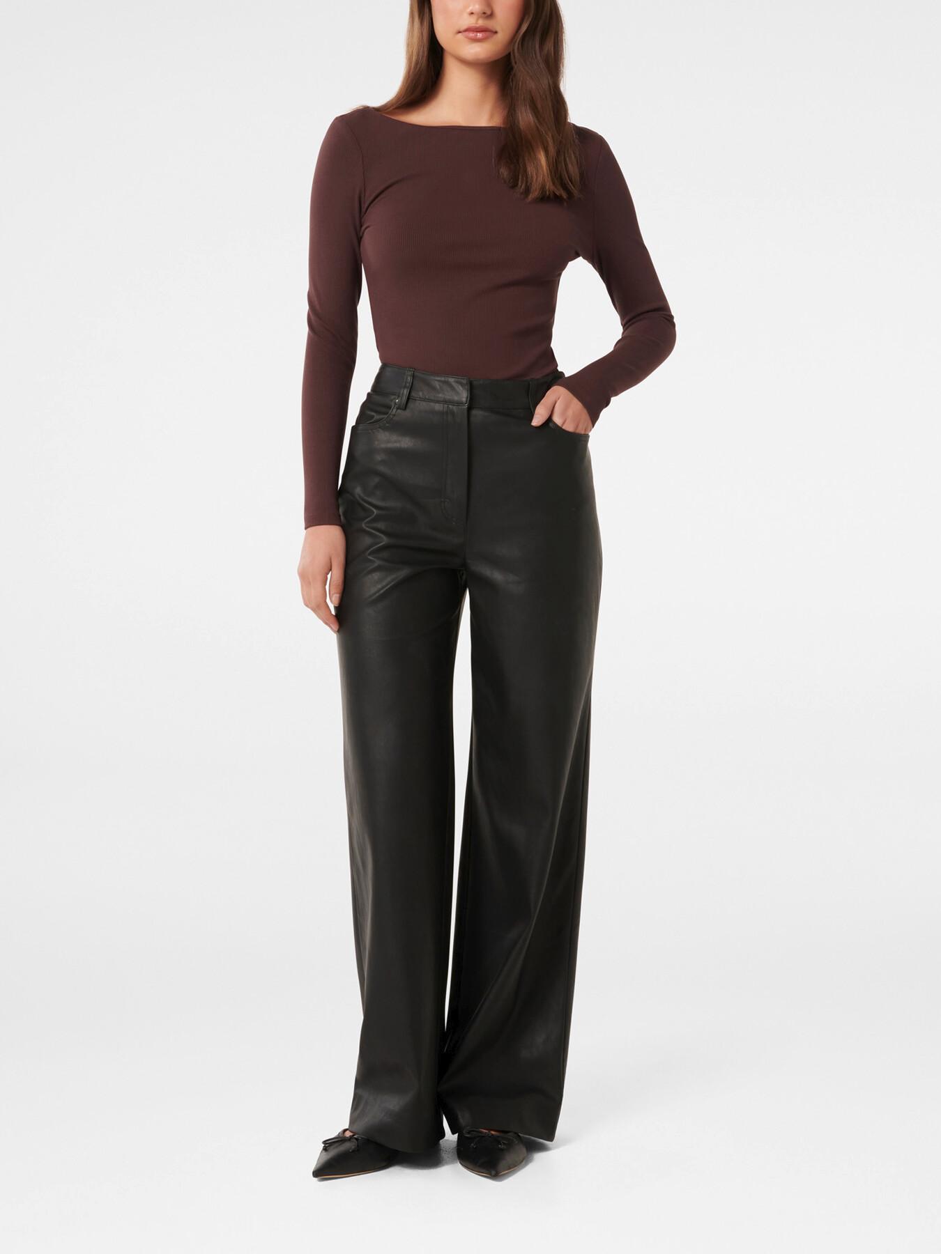 Forever New Women's Benni Vegan Leather Wide Leg Pants in Grey