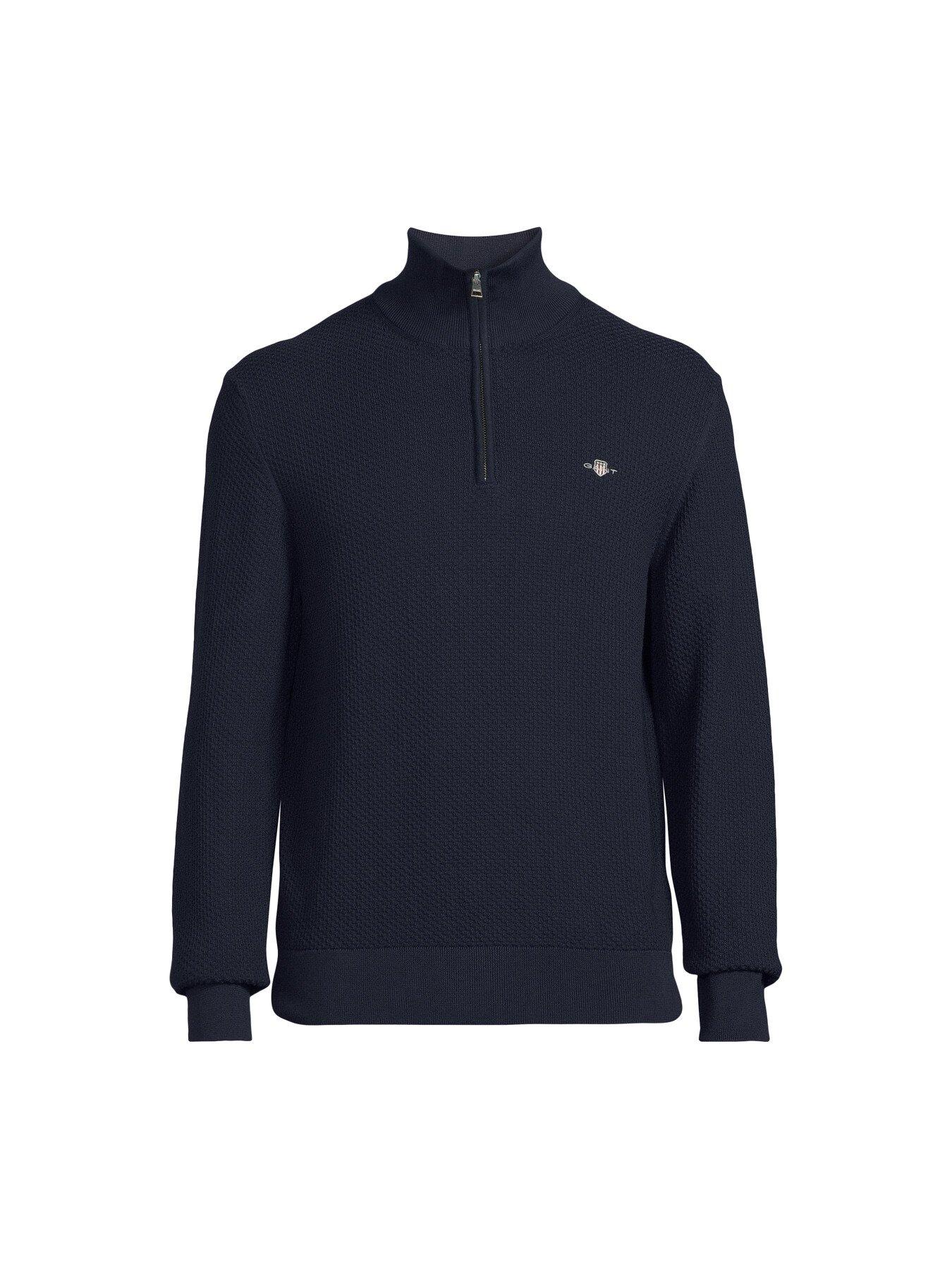 GANT Men s Structured Cotton Quarter Zip Sweater in Blue for Men Lyst UK