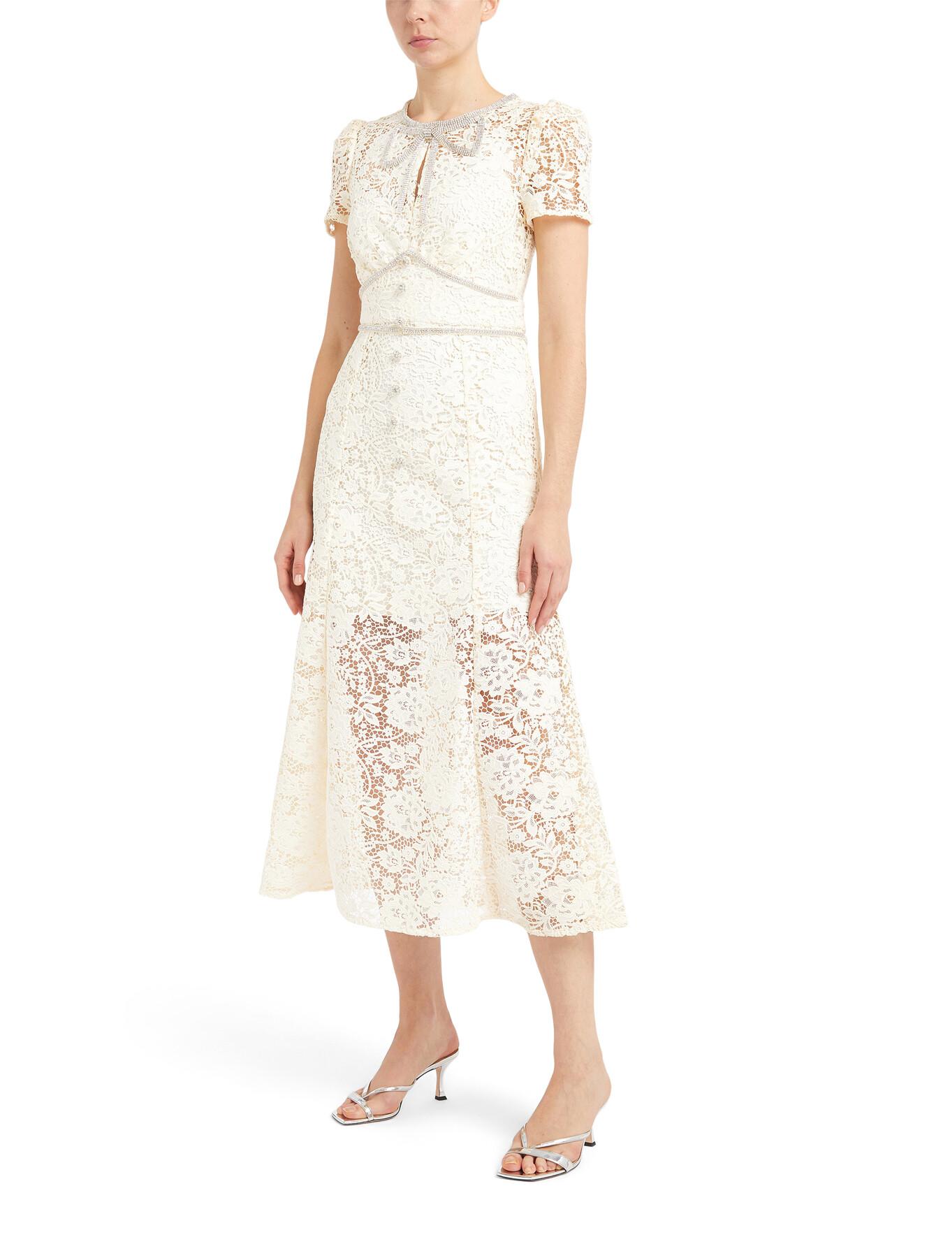 Self-Portrait Women's Cord Lace Bow Midi Dress in White | Lyst UK Self-Portrait Women's Cord Lace Bow Midi Dress in White | Lyst UK